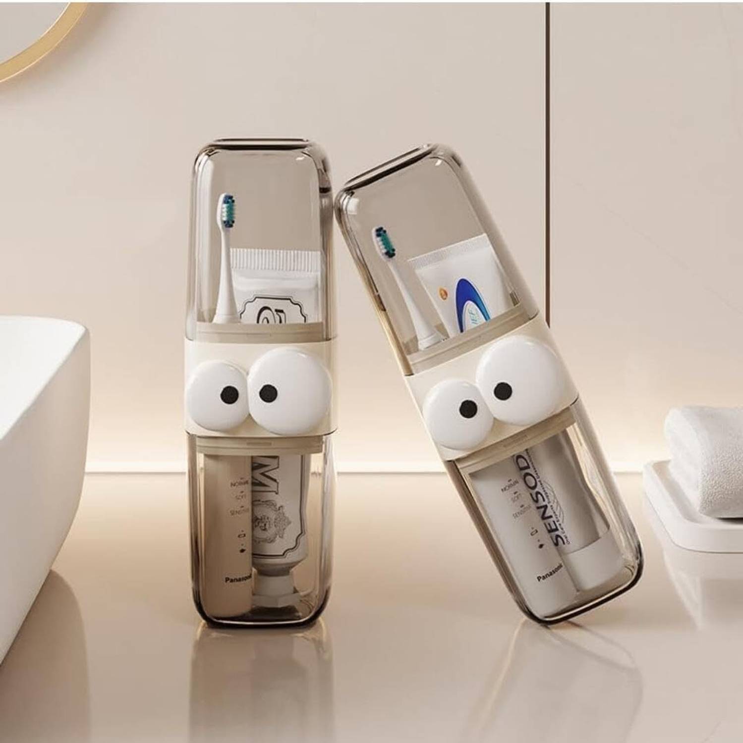 4MYL Travel Toothbrush Holder - Cute Cartoon Transparent Toothbrush Storage Box Toothbrush Case