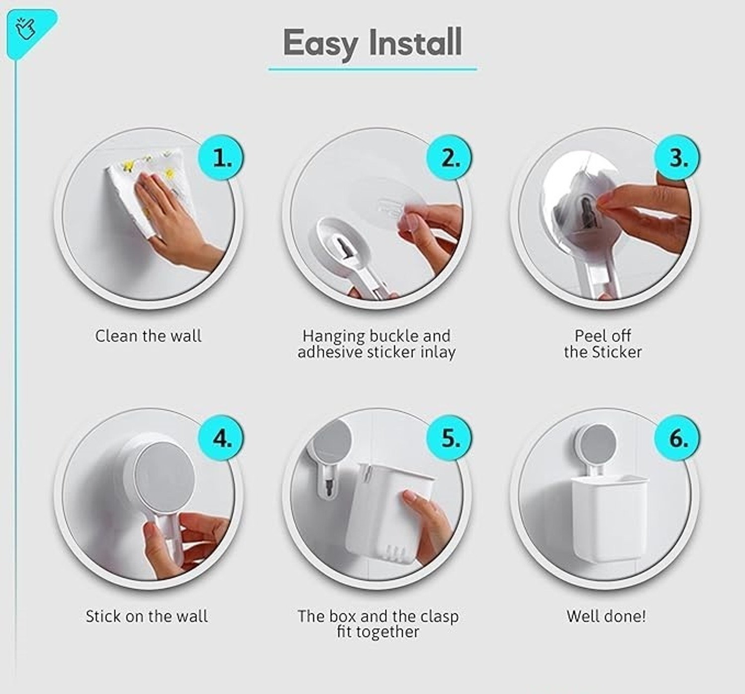 Image of Mataiva Toothbrush Holder For Bathroom, Easy Wall Mount Magic Sticker Self Adhesive Plastic Toothbrush Holder