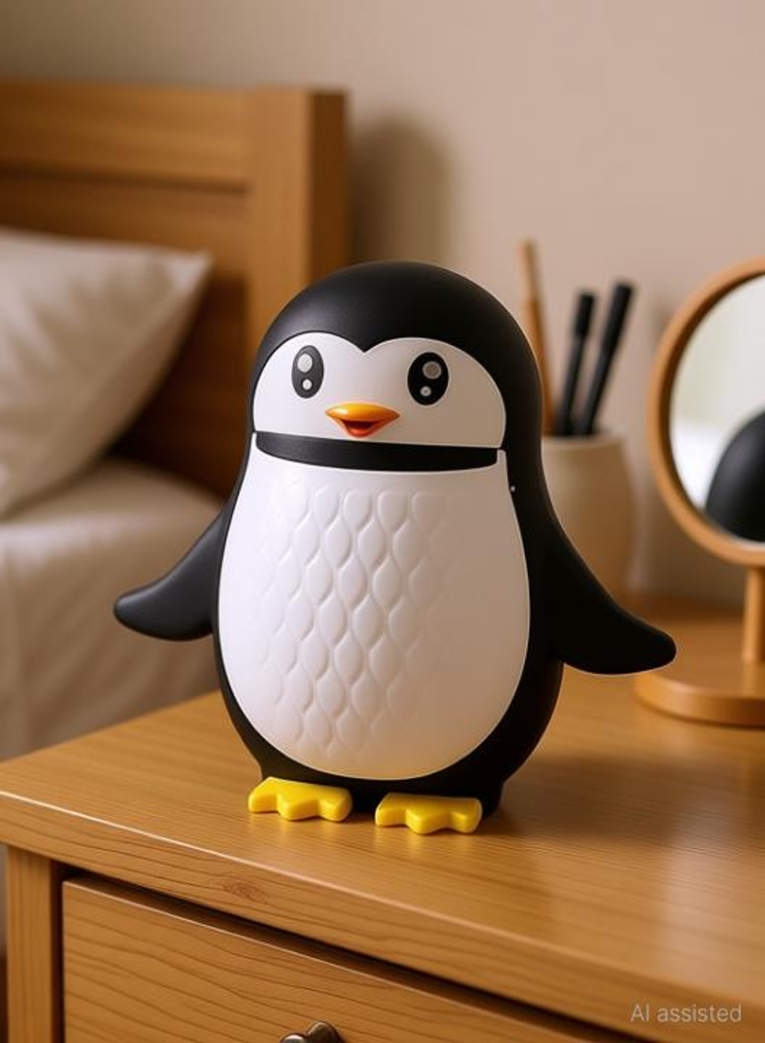 Image of Bowoze Penguin Toothbrush Holder /Brush Stand /Pen Holder /Kitchen /Bedroom /Office. Plastic Toothbrush Holder