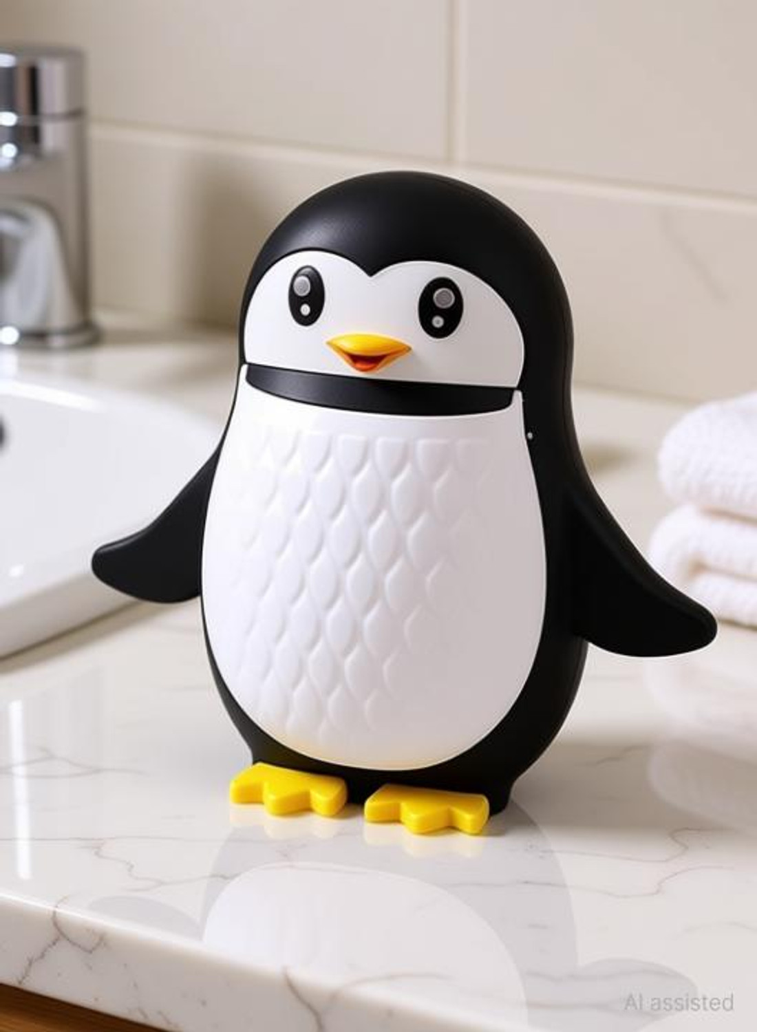 Image of Bowoze Penguin Toothbrush Holder /Brush Stand /Pen Holder /Kitchen /Bedroom /Office. Plastic Toothbrush Holder