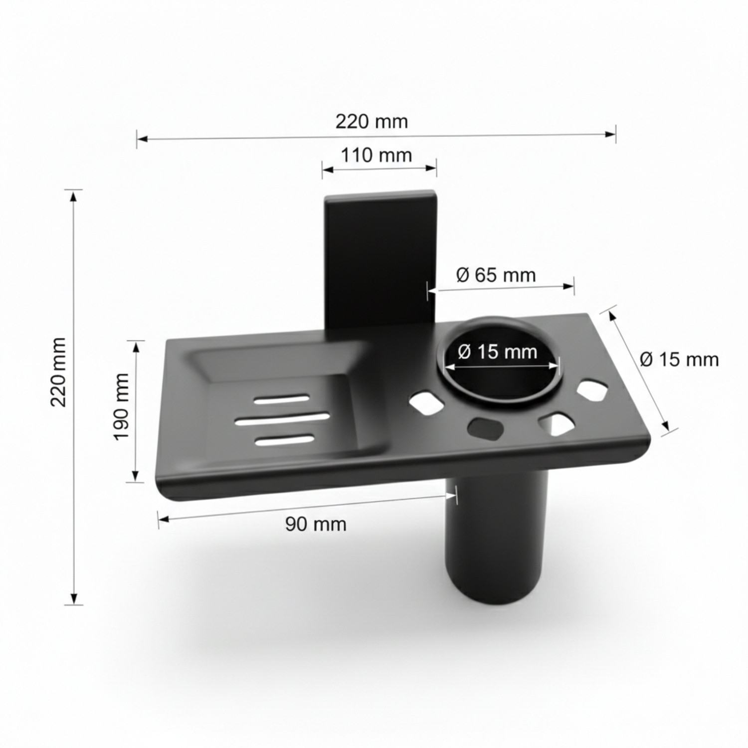 Image of MARQO Bathroom Shelf with Tumbler Holder & Soap Tray | Wall Mounted Multipurpose Iron Toothbrush Holder