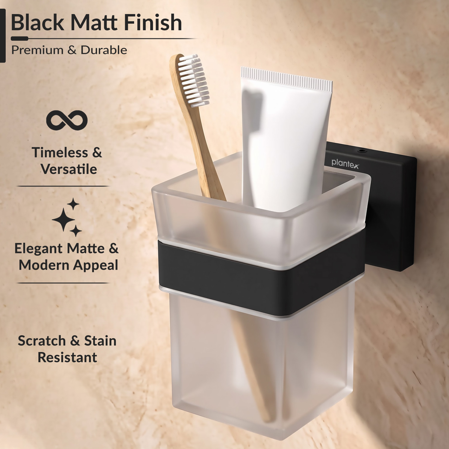 Image of Plantex Aqua Tumbler Holder for Bathroom /Toothbrush Glass Holder for Bathroom-(APS-512) Stainless Steel, Glass Toothbrush Holder