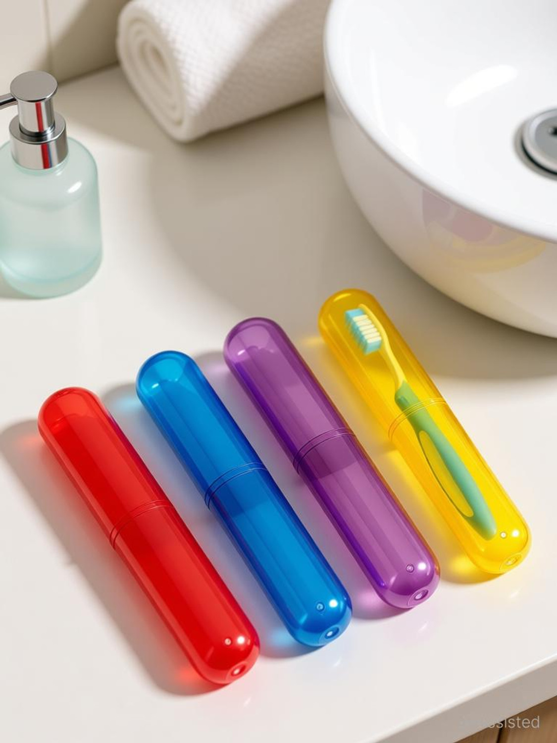 Image of PARAM DHYEY Toothbrush Container Toothbrush Cap, Caps, Cover, Covers, Case (Pack of 4) Plastic Toothbrush Holder