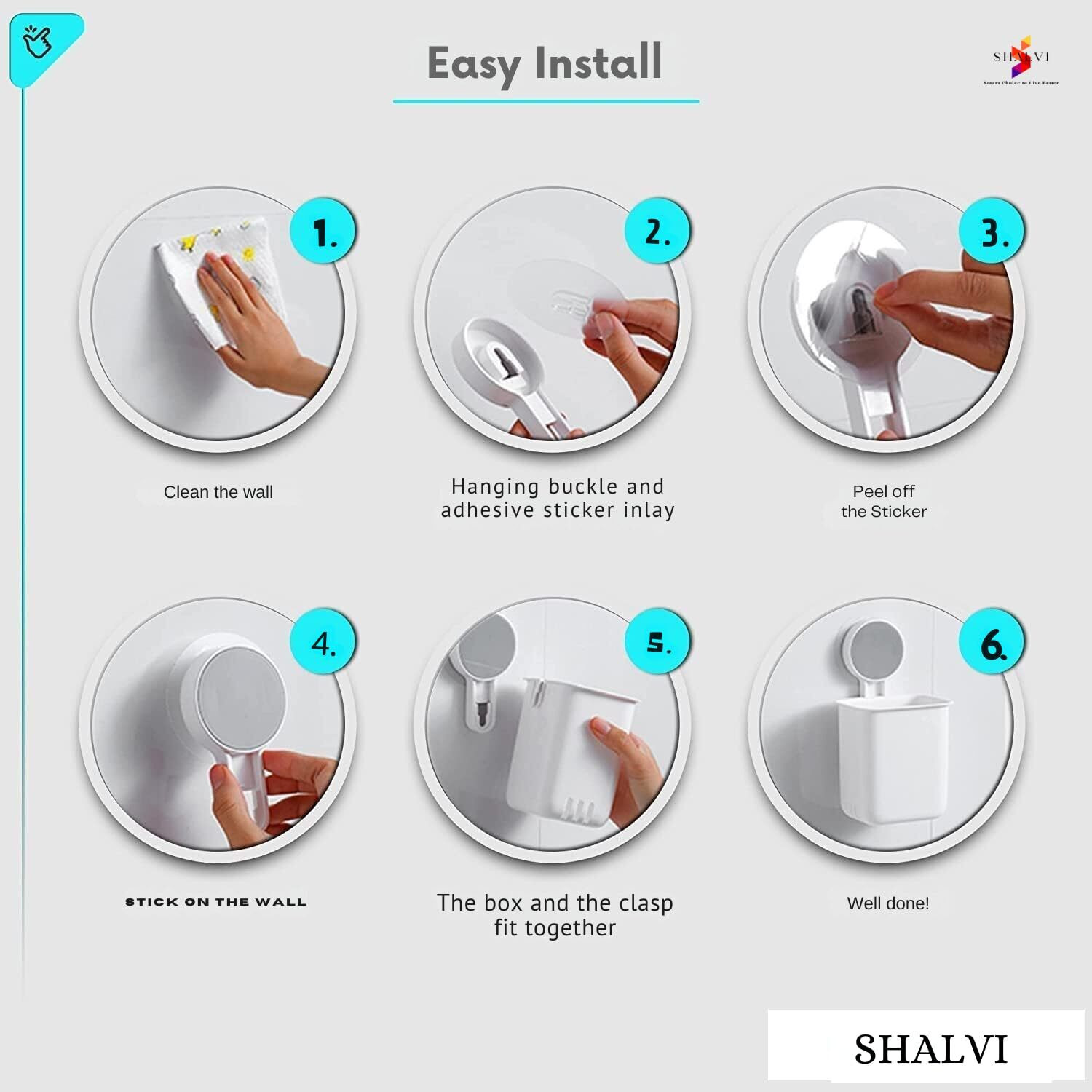 Image of Craftbin Self Adhesive Toothbrush Holder for Bathroom, Tooth brush Stand Plastic Toothbrush Holder