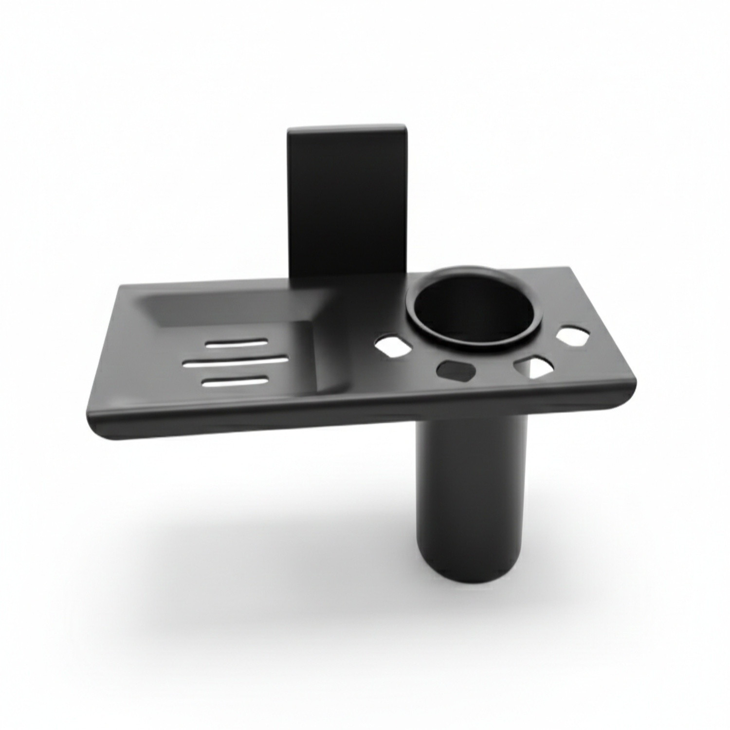 Image of MARQO Bathroom Shelf with Tumbler Holder & Soap Tray | Wall Mounted Multipurpose Iron Toothbrush Holder