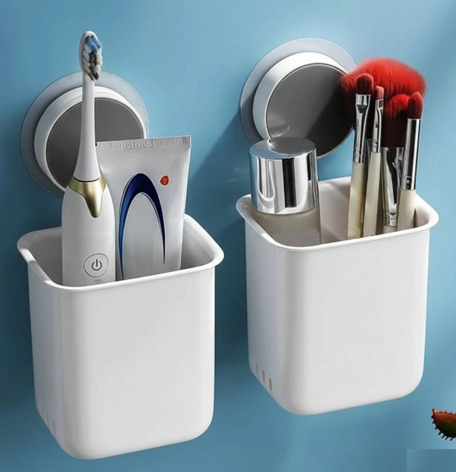 Bowoze Self Adhesive Bathroom Toothbrush Holder, Toothpaste Stand, Shaver, Razor Plastic Toothbrush Holder