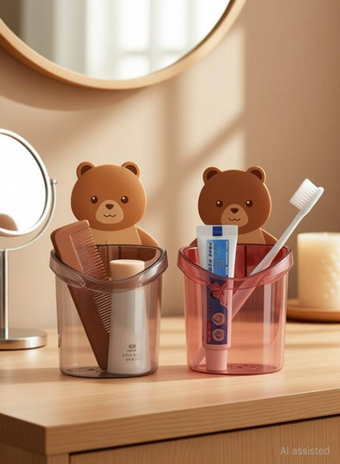 Akshar collection Teddy Bear Tooth Brush Holder Plastic Toothbrush Holder