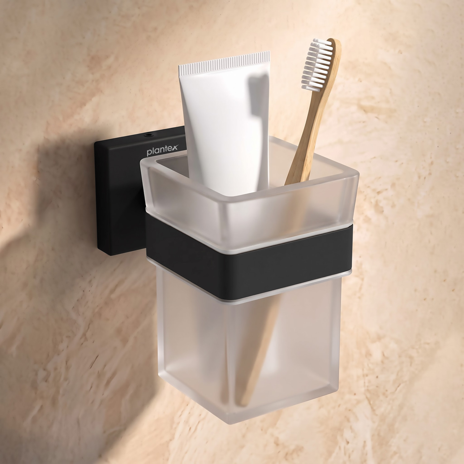 Image of Plantex Aqua Tumbler Holder for Bathroom /Toothbrush Glass Holder for Bathroom-(APS-512) Stainless Steel, Glass Toothbrush Holder