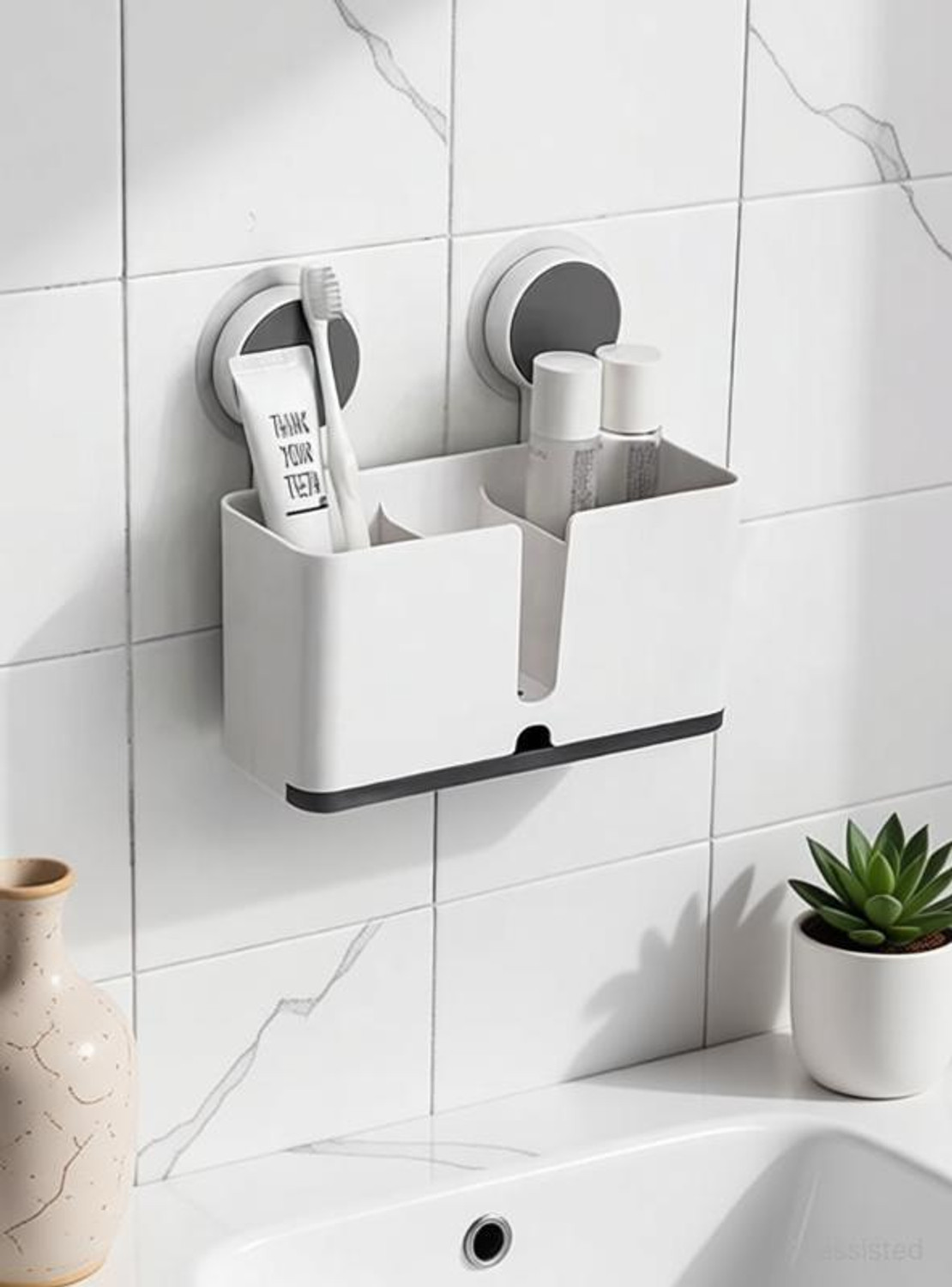 Image of RLEEDIPOLLP Double Toothbrush Holder Plastic Toothbrush Holder