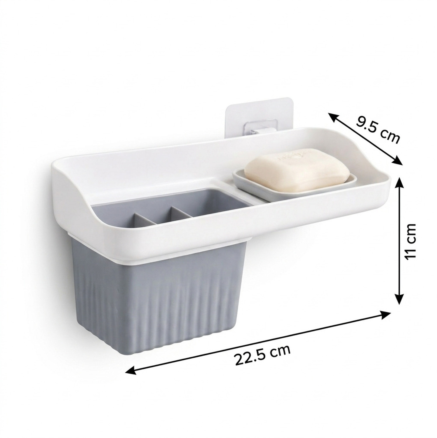 Image of Flipkart SmartBuy Wall Mounted Bathroom Shelf Organizer with Toothbrush Holder & Soap Tray Plastic Toothbrush Holder