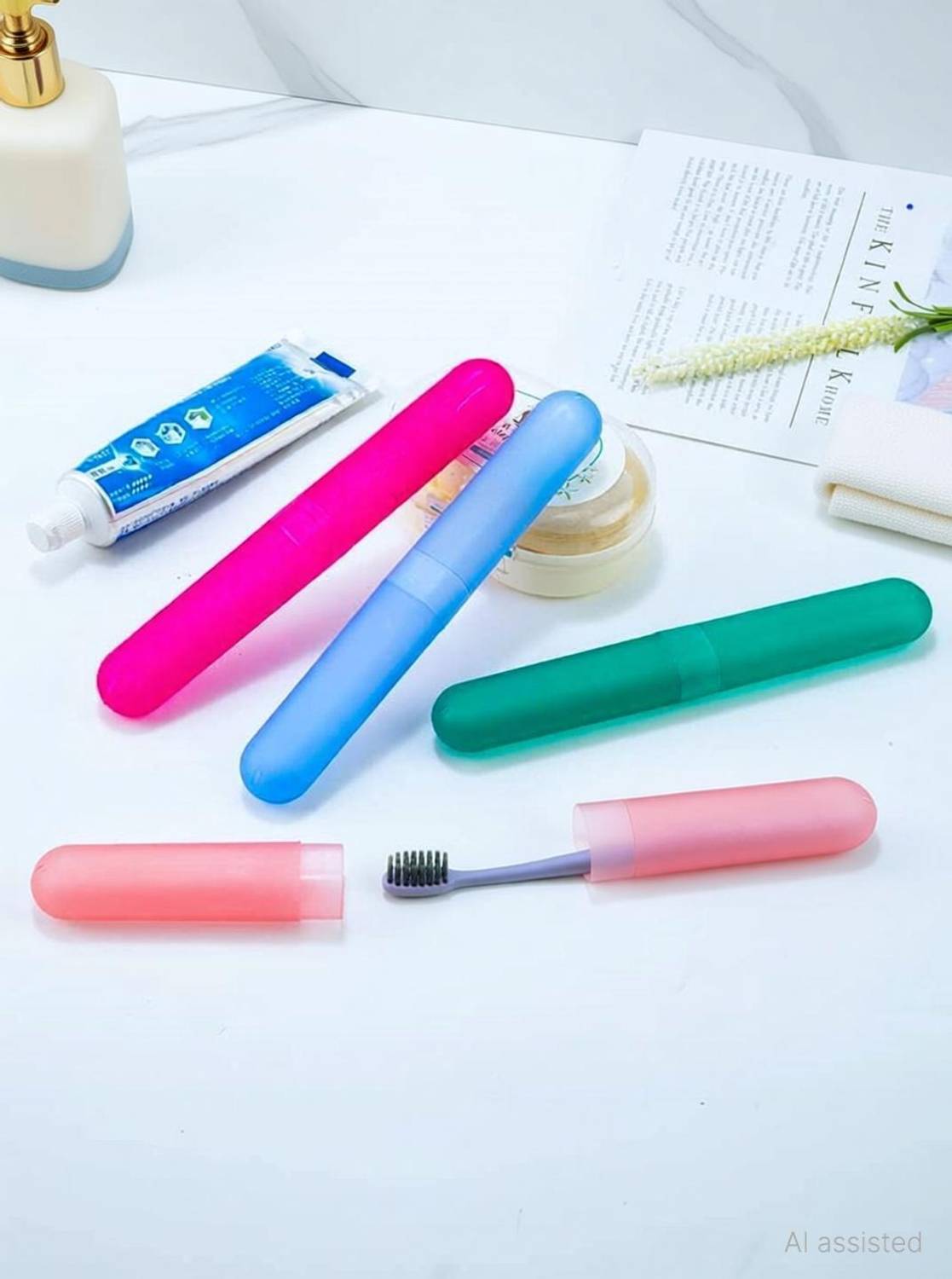 AnjaniputrA Toothbrush Holder Cover Case Storage Box Capsule Shape for Bathroom Plastic Toothbrush Holder
