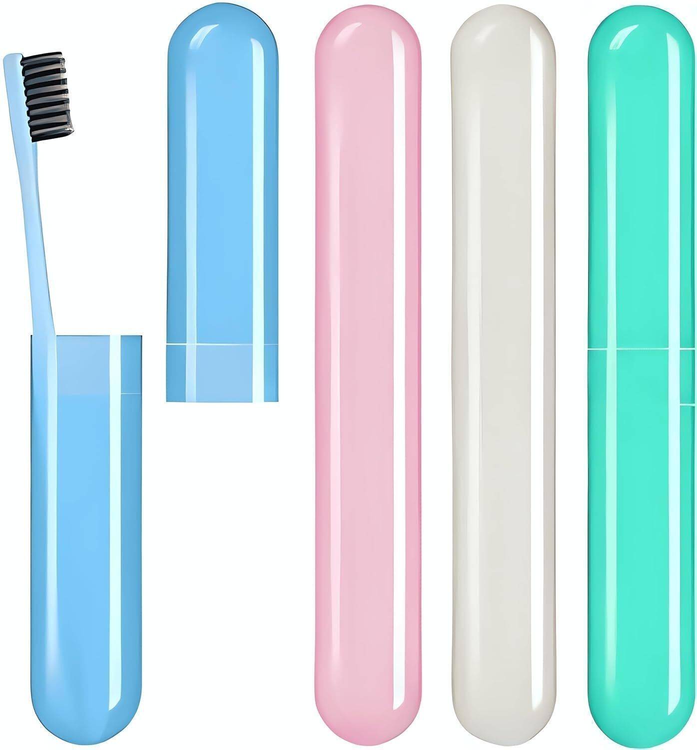 DeoDap Plastic Toothbrush Cover Case, 4-Pack