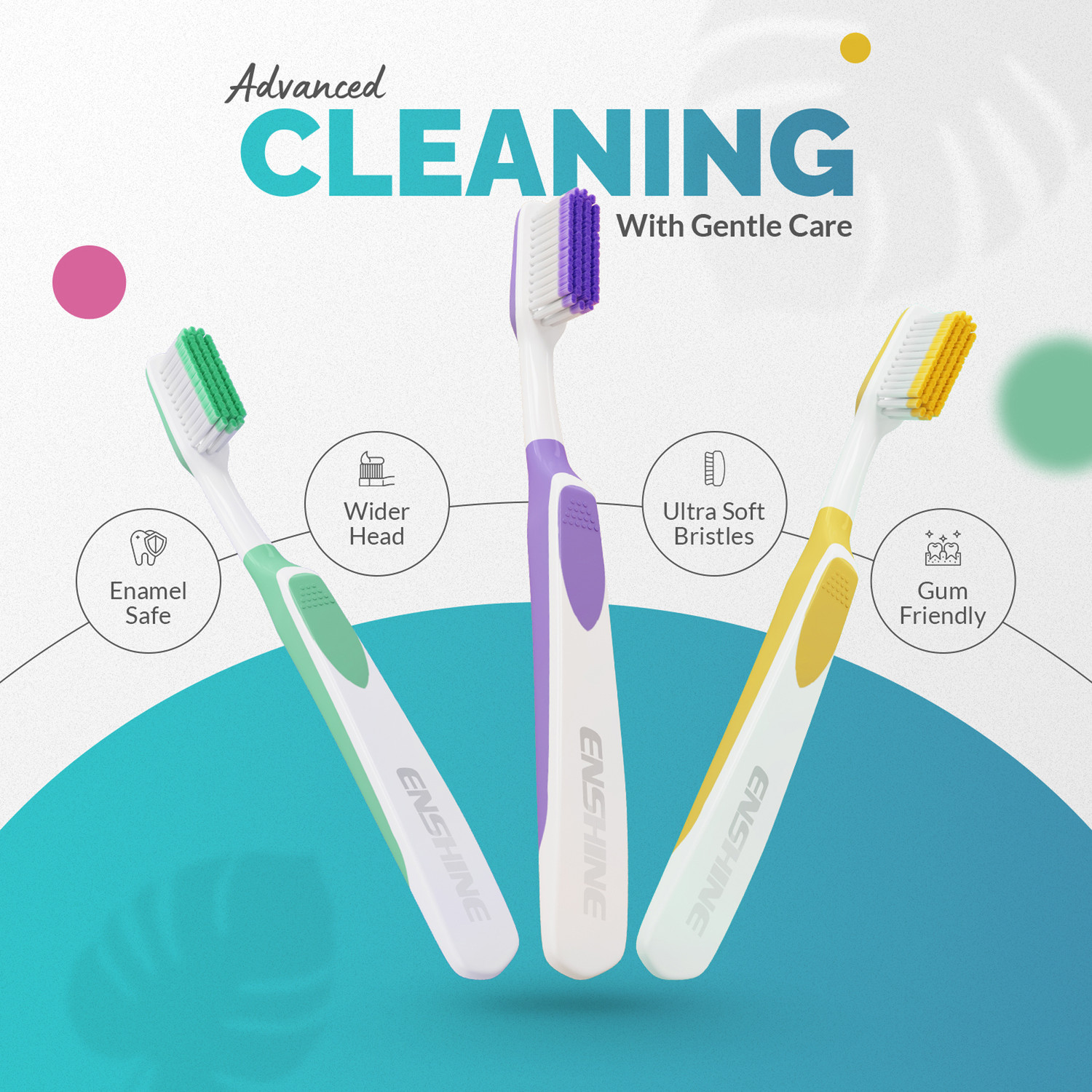 Image of Enshine Advance Clean Toothbrush with Ultra Soft Bristles Tongue Cleaner Enamel Safe Ultra Soft Toothbrush