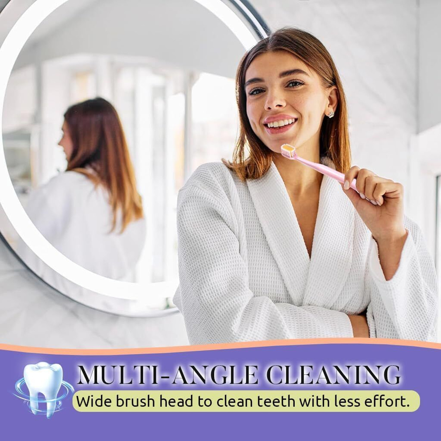 Image of AK10ZONE 2 In 1 Soft Bristle Toothbrush With Tongue Cleaner Scraper Soft Toothbrush