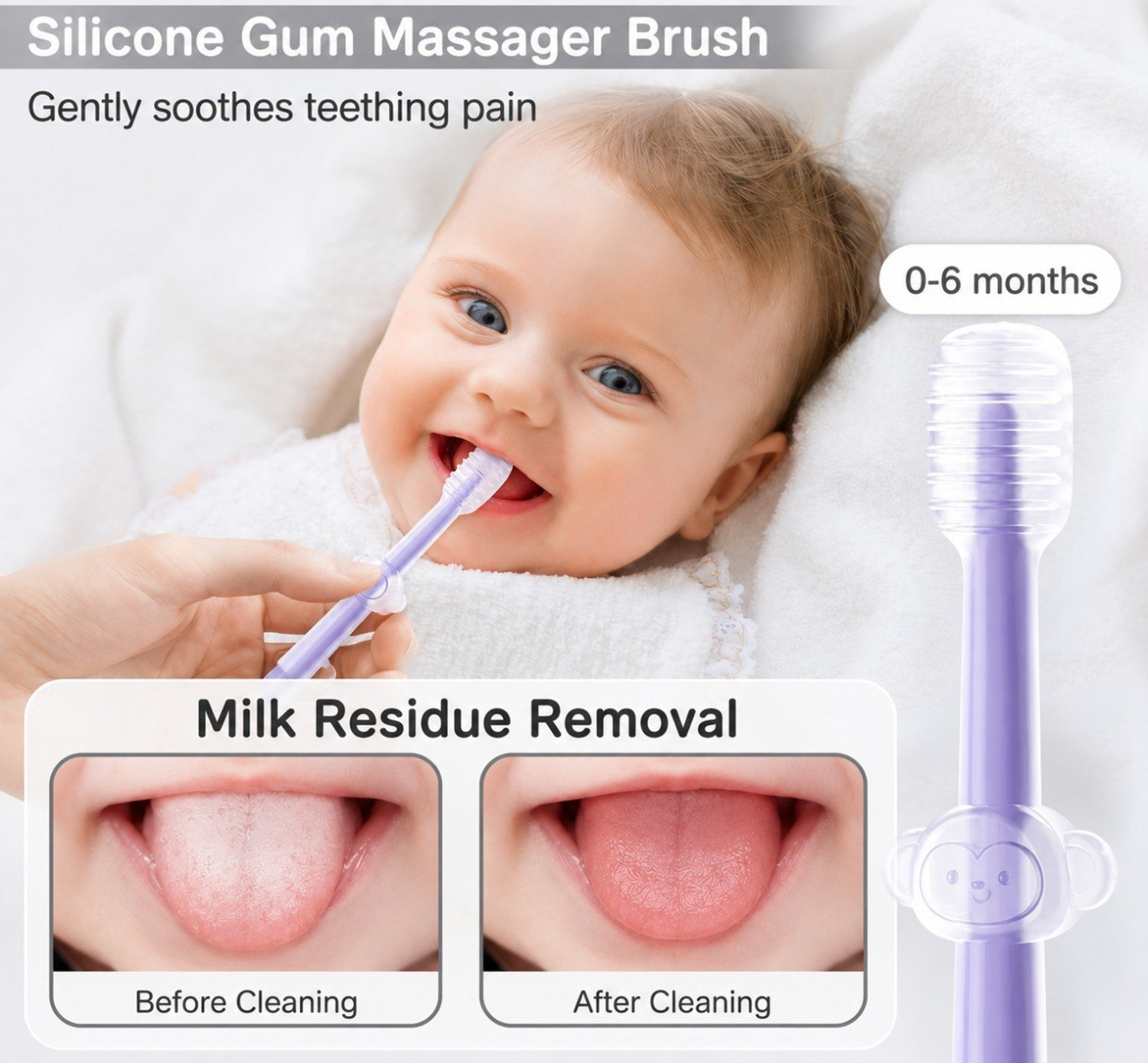 Image of Bitline 3 Pcs Silicone Baby Toothbrush Set For 0-18 Months Extra Soft Toothbrush