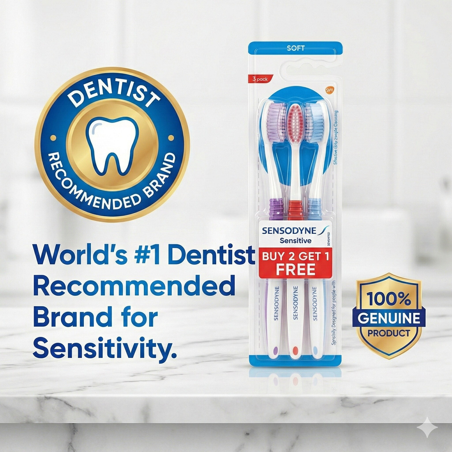 Image of SENSODYNE Sensitive with Soft Rounded Bristles Extra Soft Toothbrush