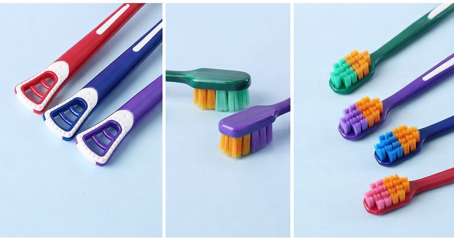Image of AK10ZONE 2 In 1 Soft Bristle Toothbrush With Tongue Cleaner Scraper Soft Toothbrush
