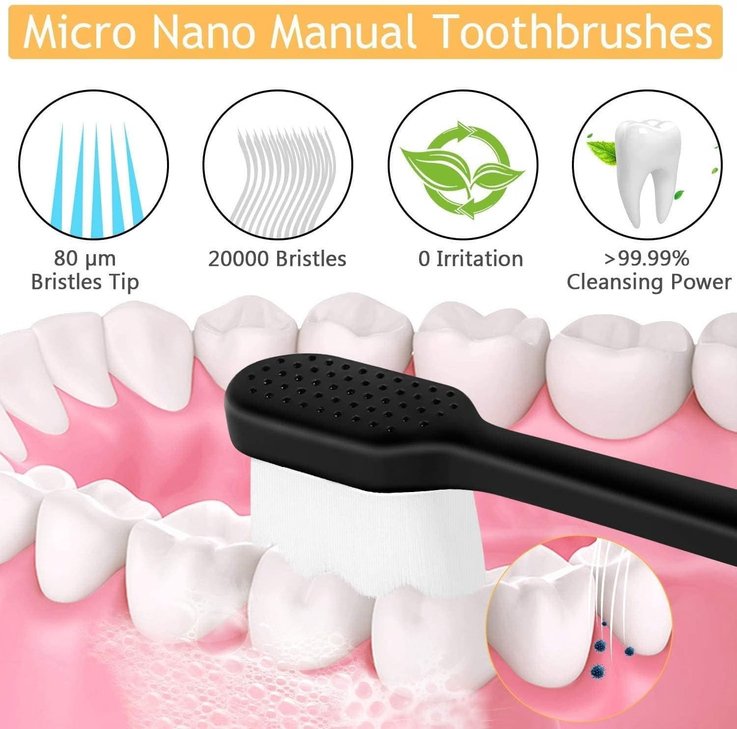Image of CARE CUB VSHLOM White Soft Bristle Toothbrush Pack of 3 with Protective Case for Adults Ultra Soft Toothbrush