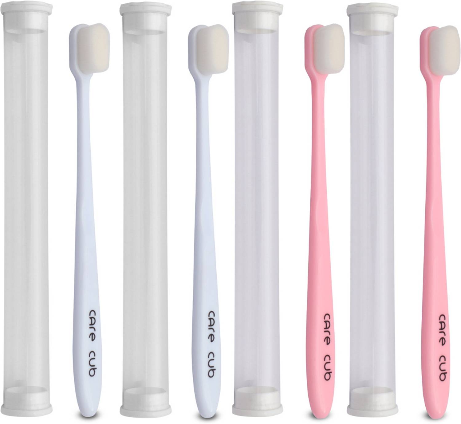 CARE CUB 2Pink & 2White Flat Nano10000 Wht Bristle BPA Free Effect For Sensitive Teeth Ultra Soft Toothbrush
