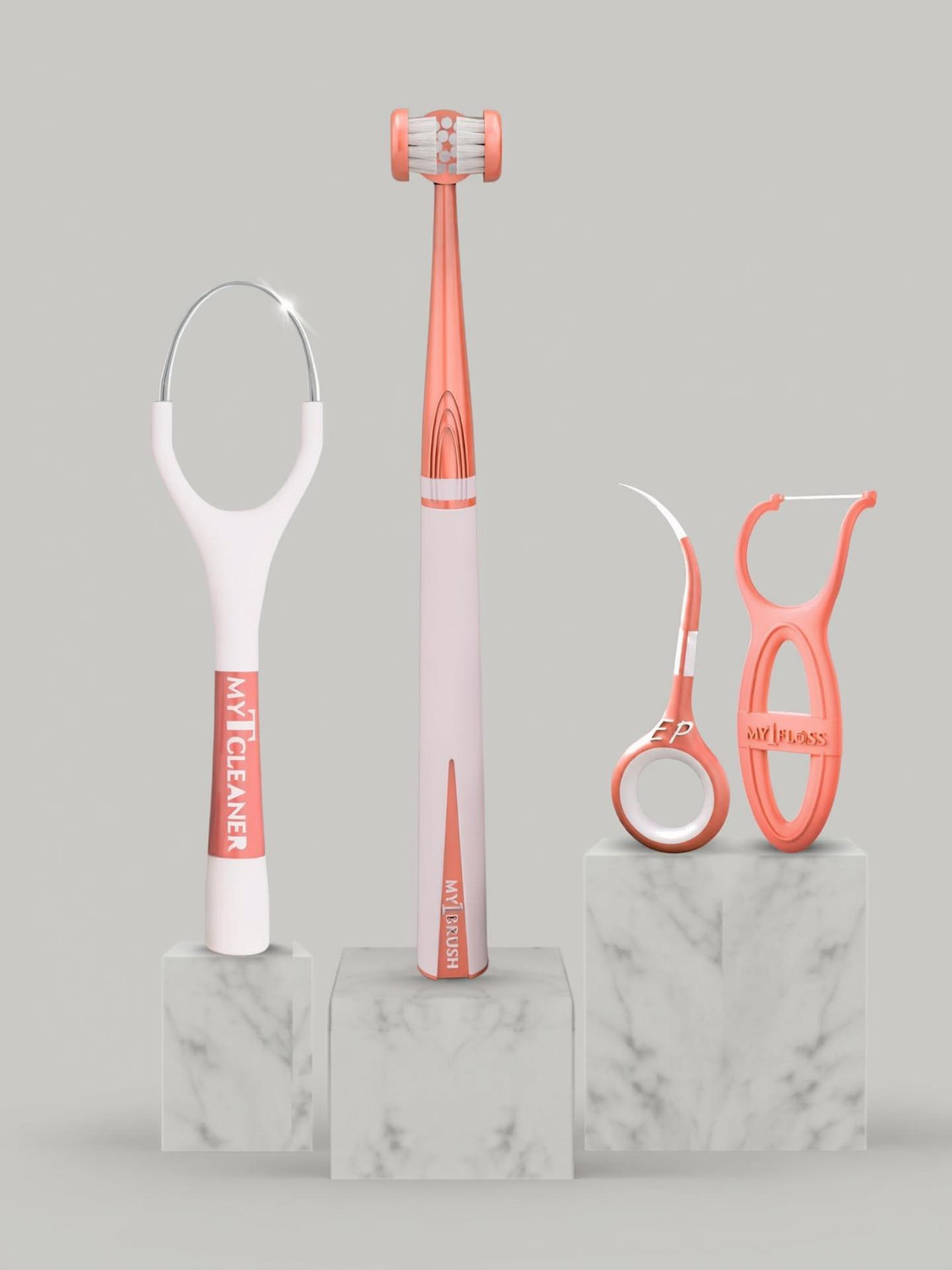 MyOrlCare MyOrl Care Kit (3-Sided Toothbrush, Floss, Tongue Cleaner, Toothpicks) (Peach) Soft Toothbrush