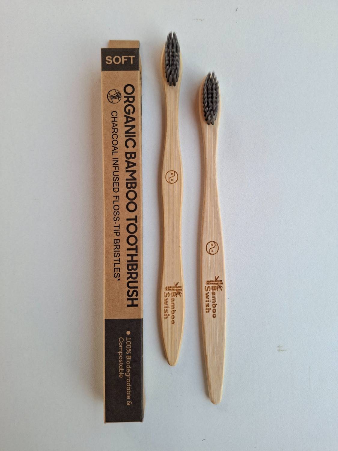 Bamboo Swish Organic Bamboo with BPA-Free Bristles- 100% Biodegradable & Compostable Ultra Soft Toothbrush