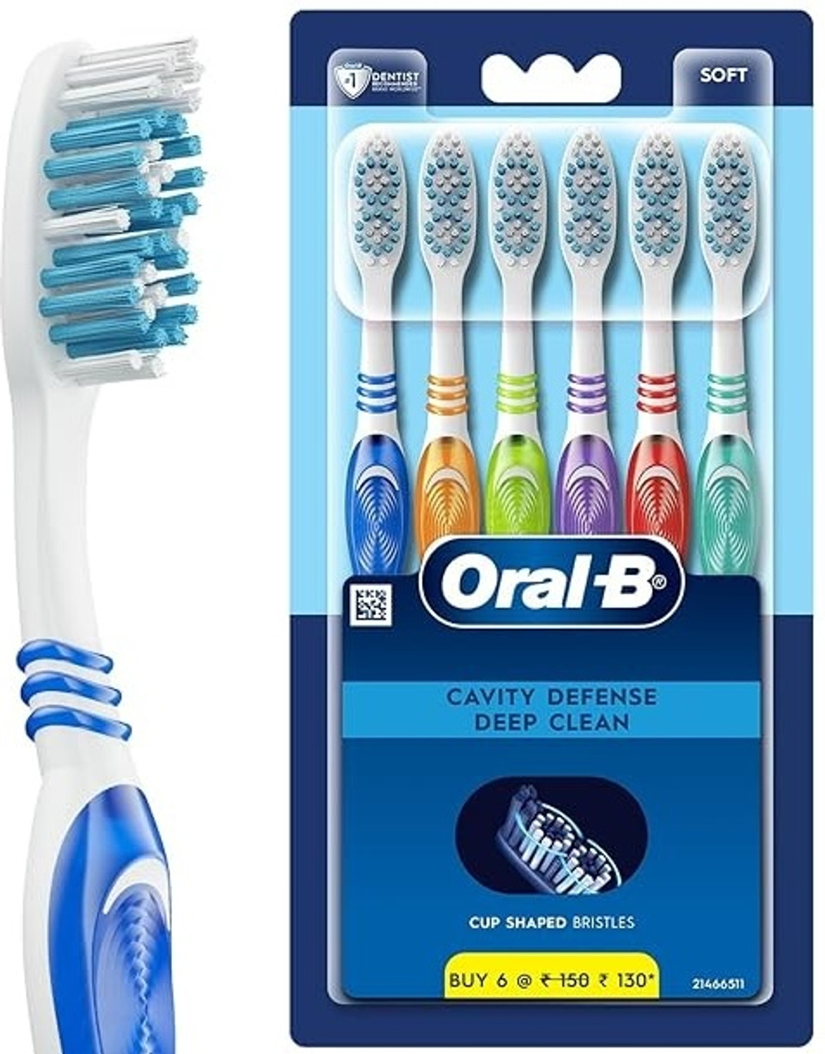 Image of Oral-B Cavity Defense, Value Pack of 6, Multicolor Soft Toothbrush (Pack of 5)
