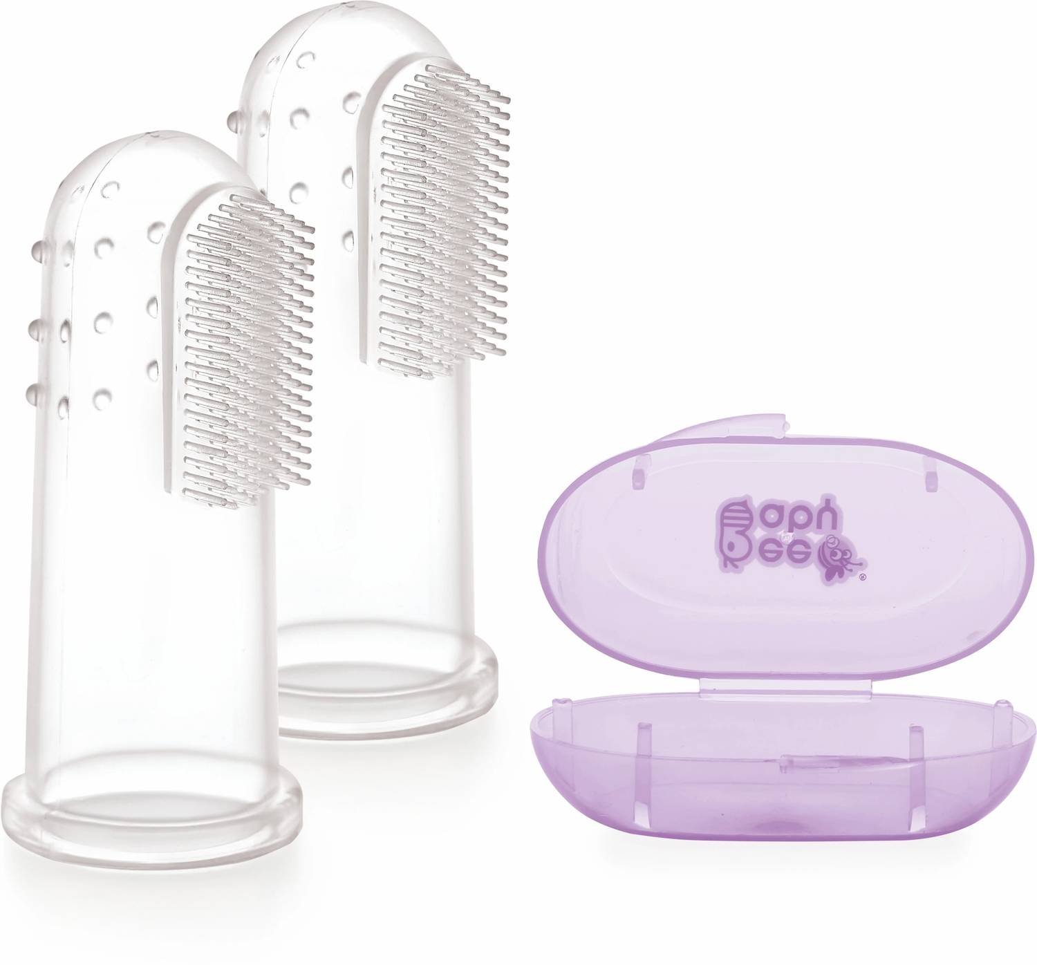 Beebaby Silicone Finger Brush with Carry Case For Baby (Pack of 2