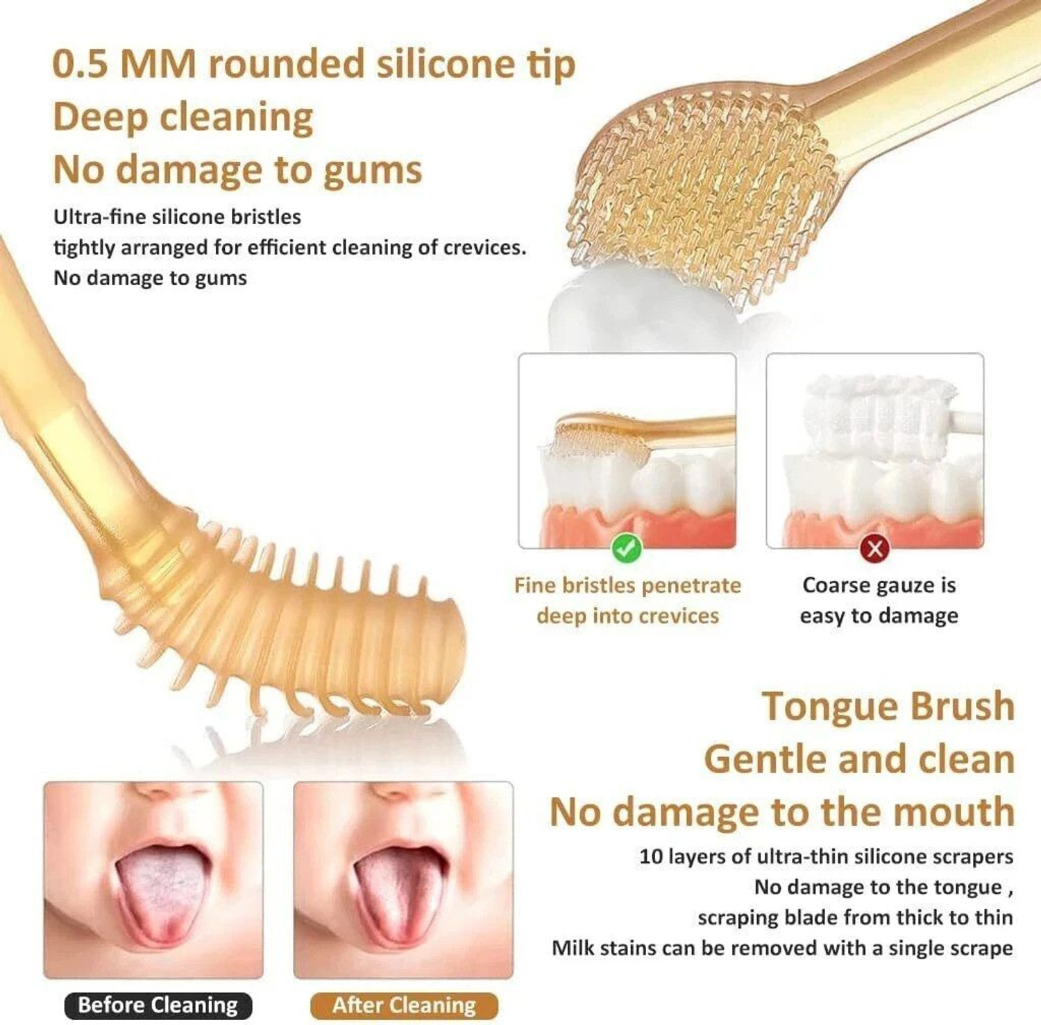 Image of Bitline Baby Oral Cleaning Brush 2 In 1 Tongue cleaner Toothbrush For Baby 6 To 24 Month Extra Soft Toothbrush