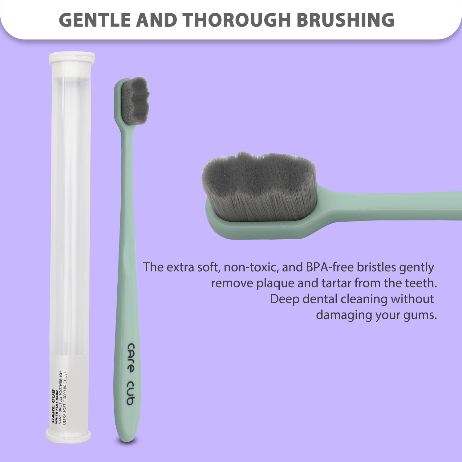 Image of CARE CUB Green ZigZig Nano10000 Bristle Good Cleaning Effect For Sensitive teeth oralGum Ultra Soft Toothbrush