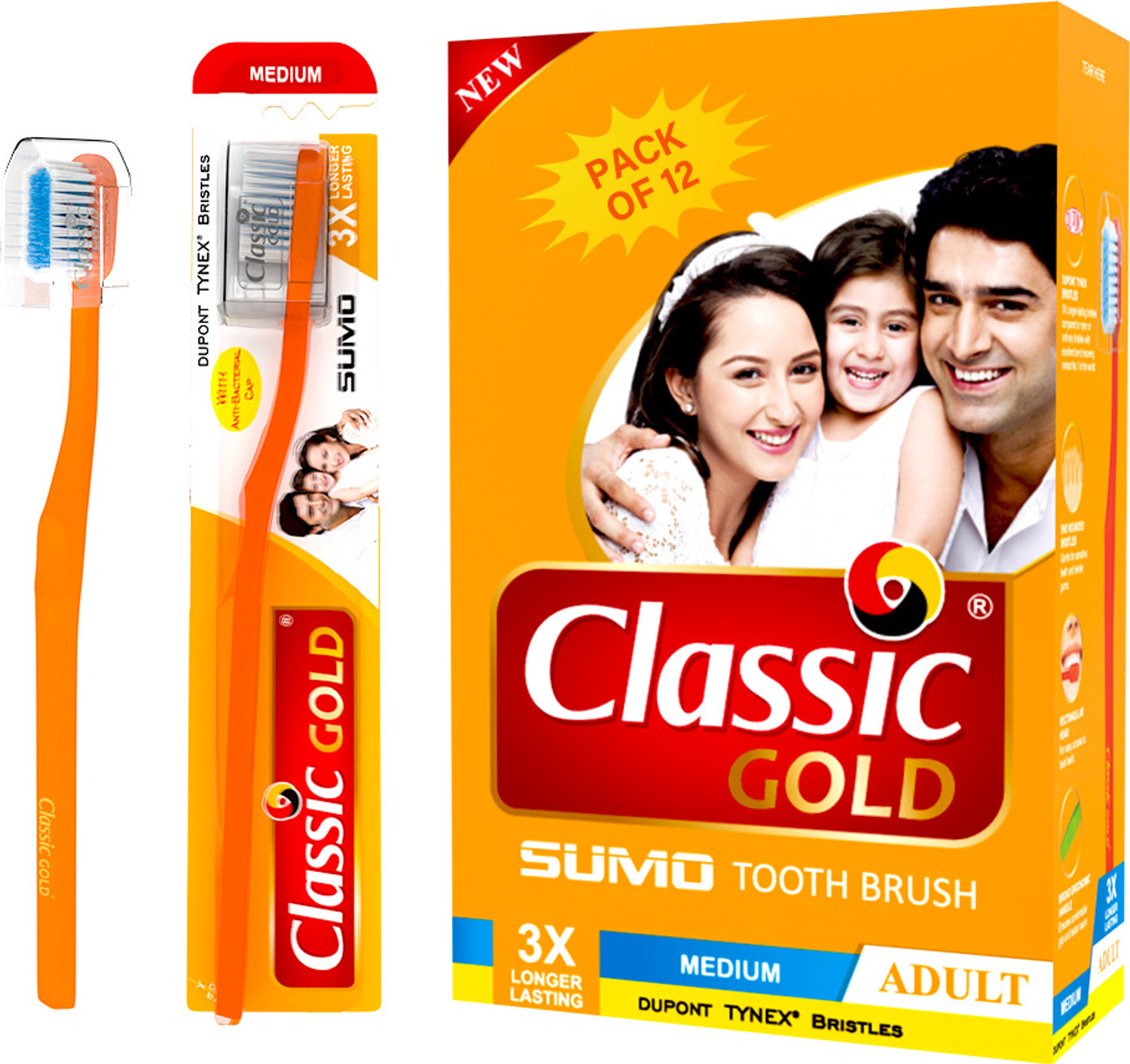 Image of CLASSIC GOLD SUMO Medium Toothbrush