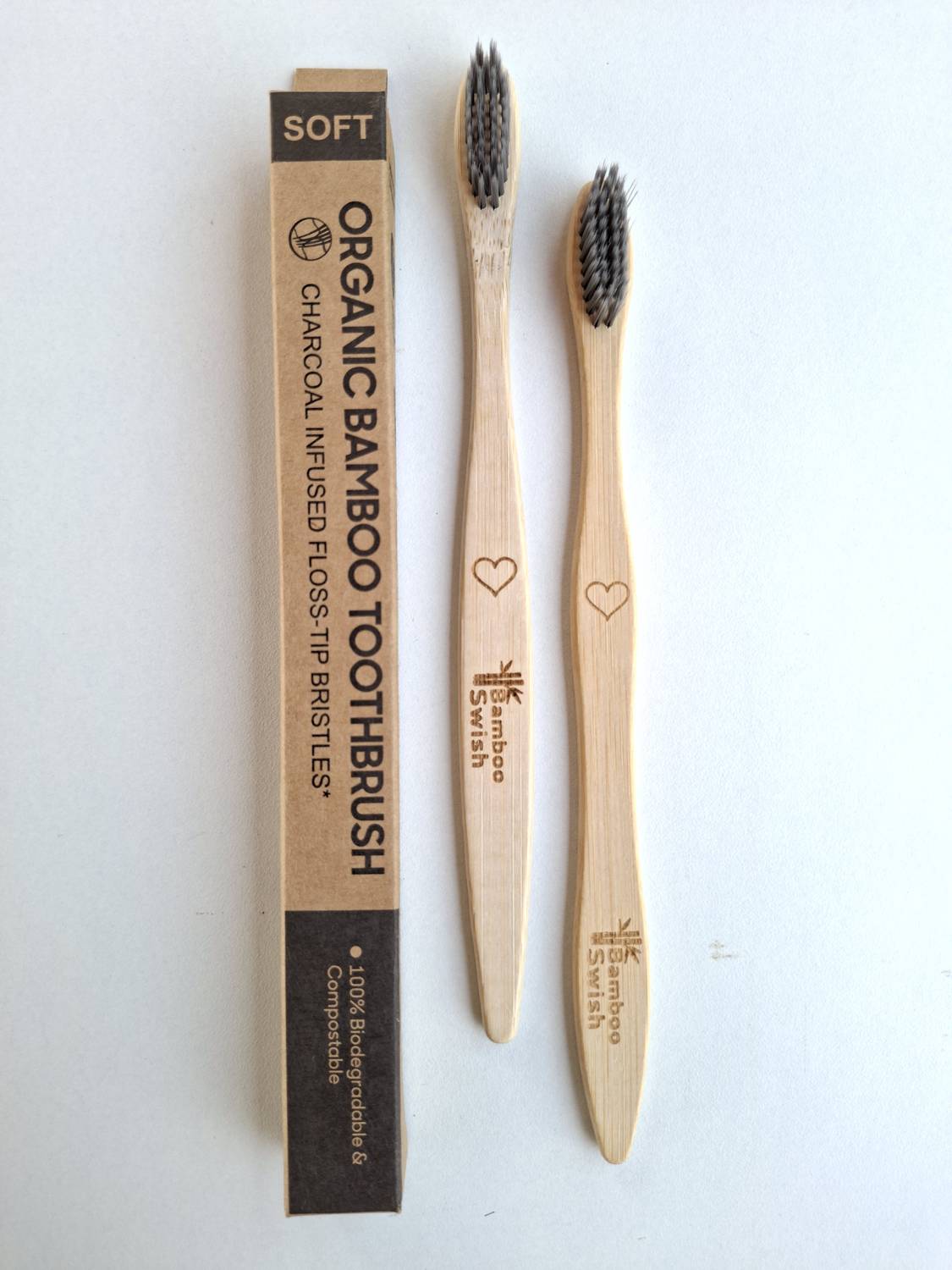 Bamboo Swish Organic Bamboo with BPA-Free Bristles- 100% Biodegradable & Compostable Ultra Soft Toothbrush