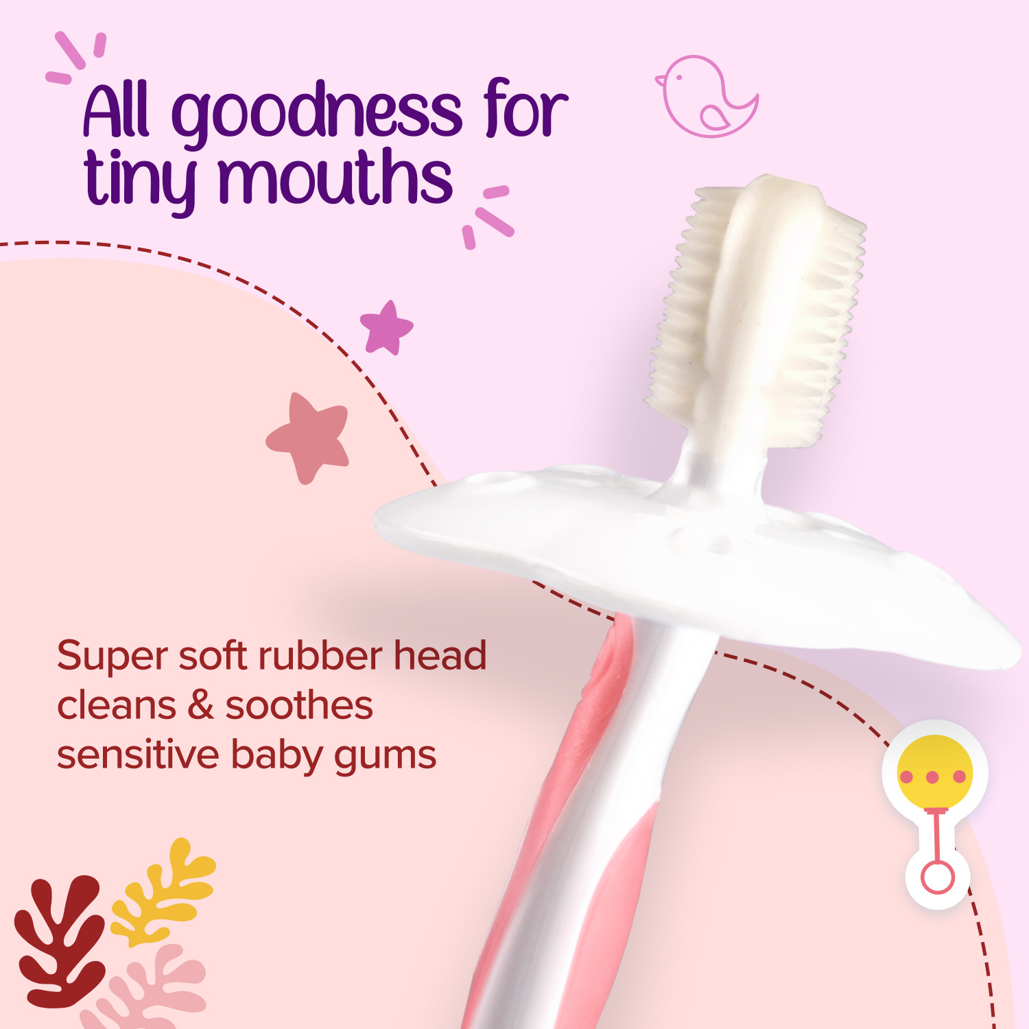 Image of LuvLap Baby Training Toothbrush Set with Anti Choking Shield, Teeth Tongue Cleaner, Extra Soft Toothbrush