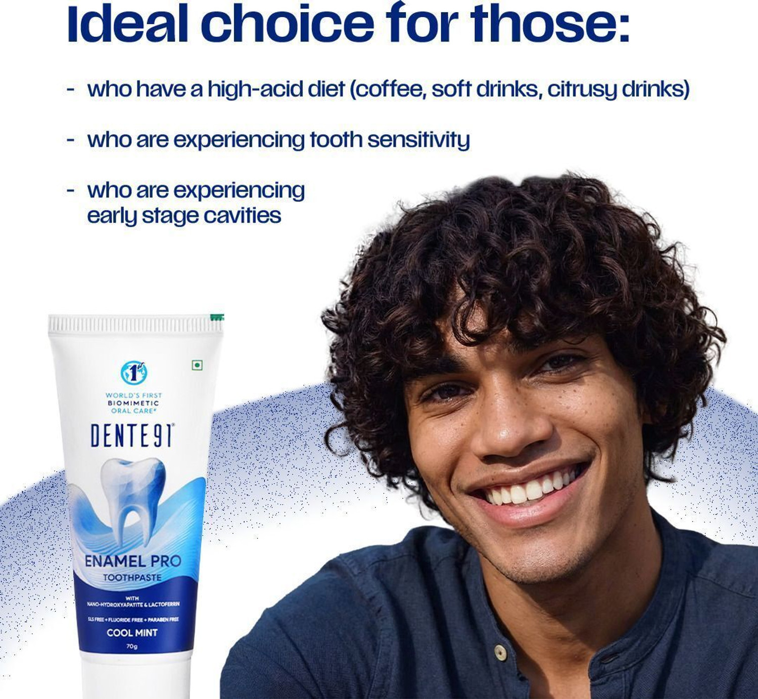 Image of DENTE91 Sensitivity Relief, Repairs Cavities,Free from SLS & Fluoride Toothpaste