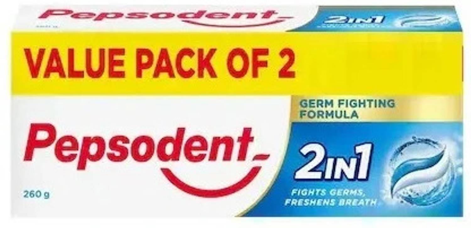 PEPSODENT 2 In 1 Toothpaste, Plaque, Clean, Freshens Breath