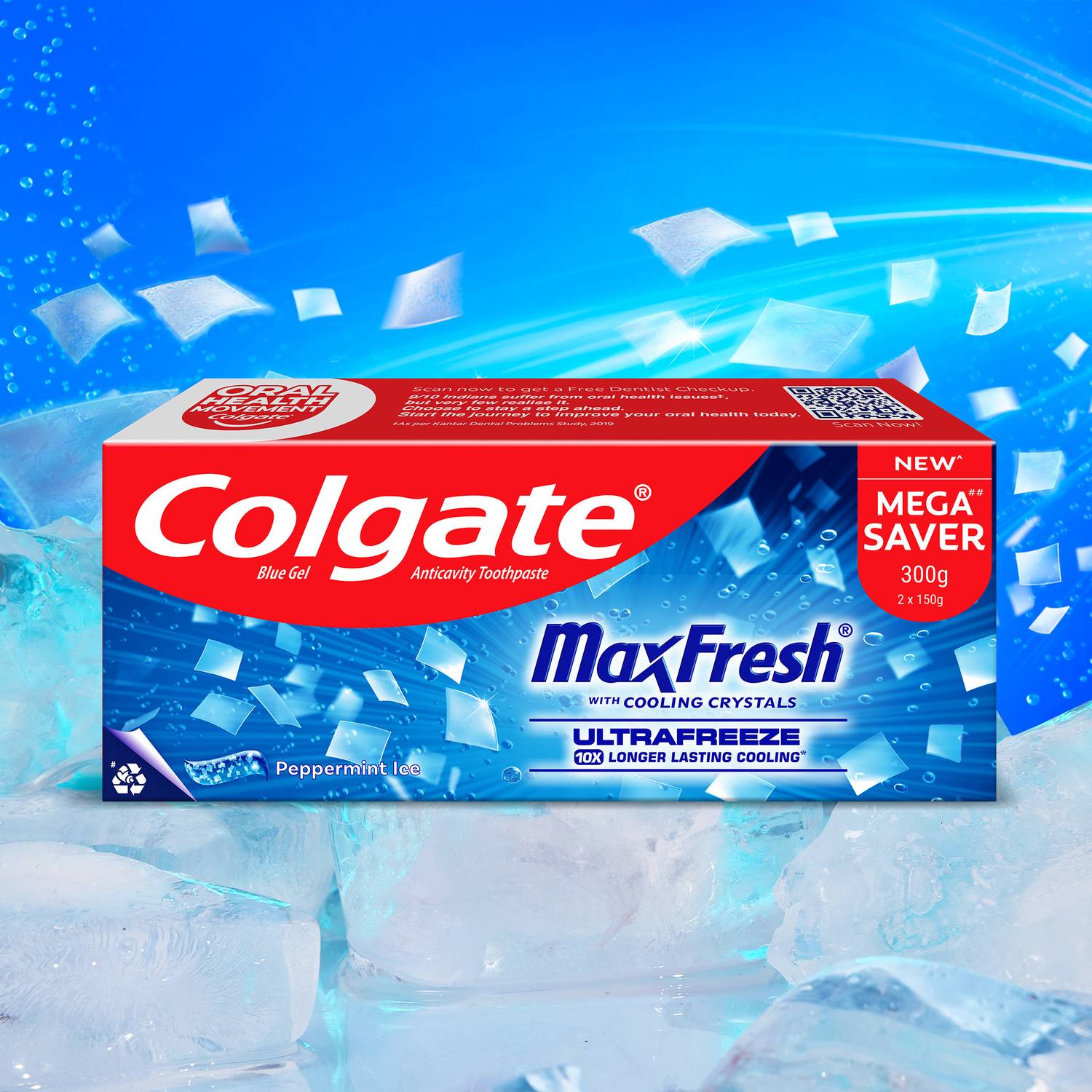 Colgate MaxFresh Toothpaste, Blue Gel Paste with Menthol: Pepperm