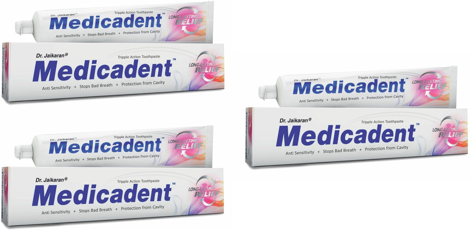 Image of Dr. Jaikaran Medicadent Toothpaste 100gms Pack of 3 Toothpaste