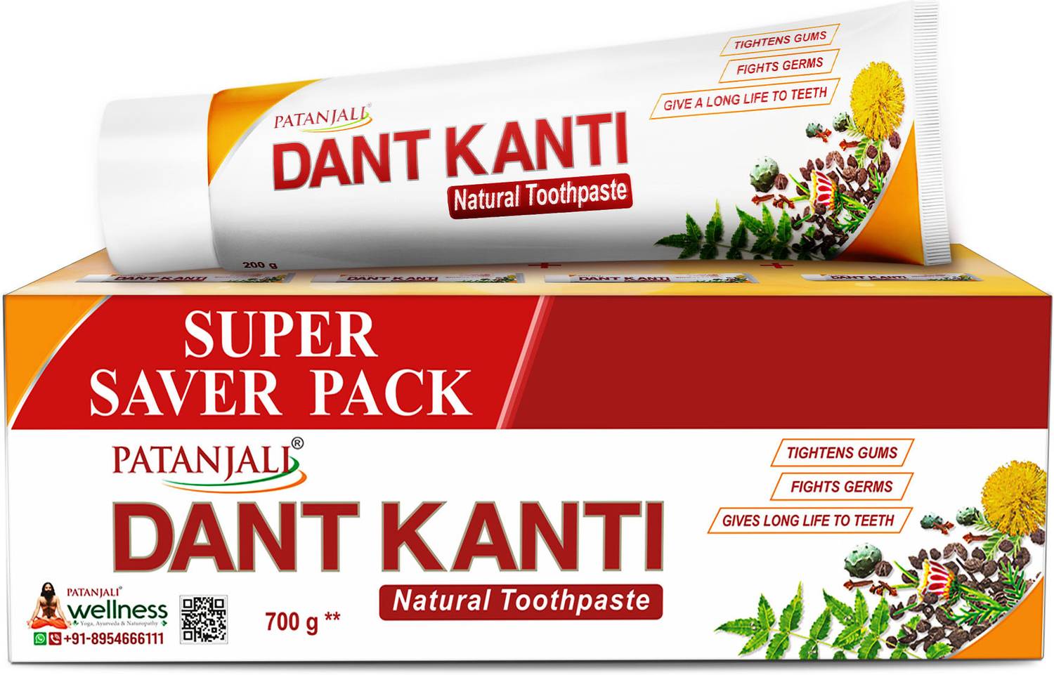PATANJALI Dant Kanti Natural Toothpaste Makes Teeth Strong, Tight