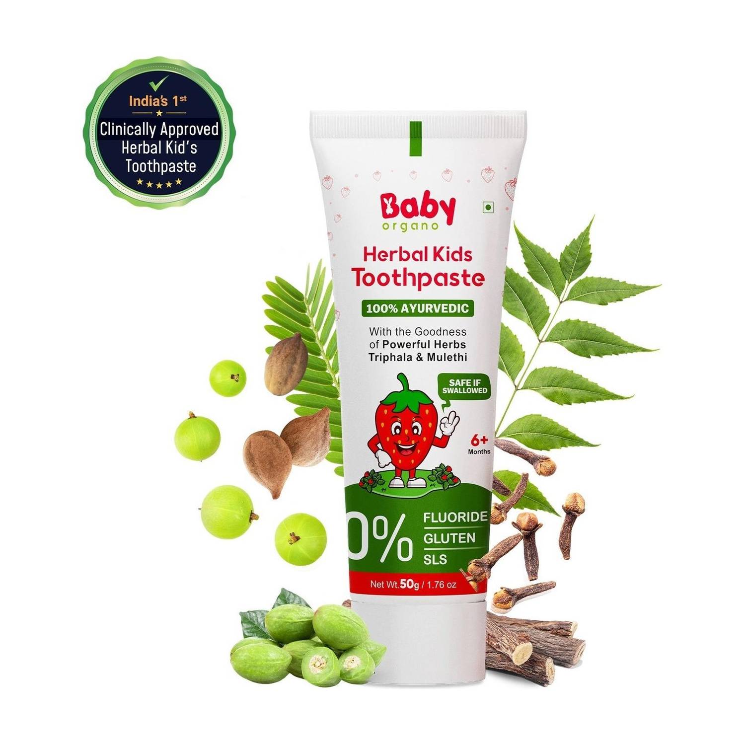 BabyOrgano HERBAL KIDS TOOTHPASTE With the goodness of Powerful Herbs Babool & Mulethi Toothpaste