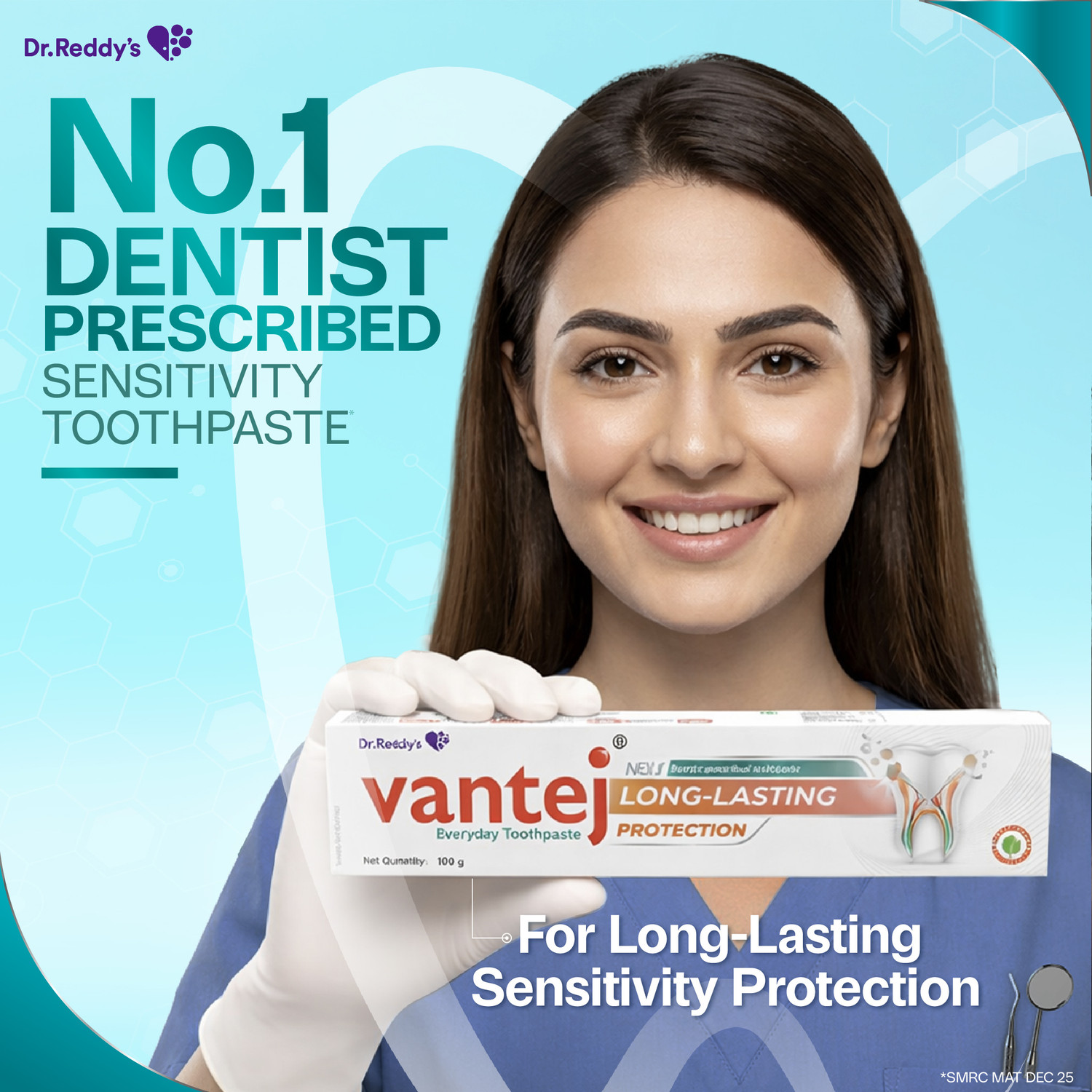 Image of Vantej Dr Reddy's Long Lasting Sensitivity Protection Toothpaste (50g x 2) Toothpaste