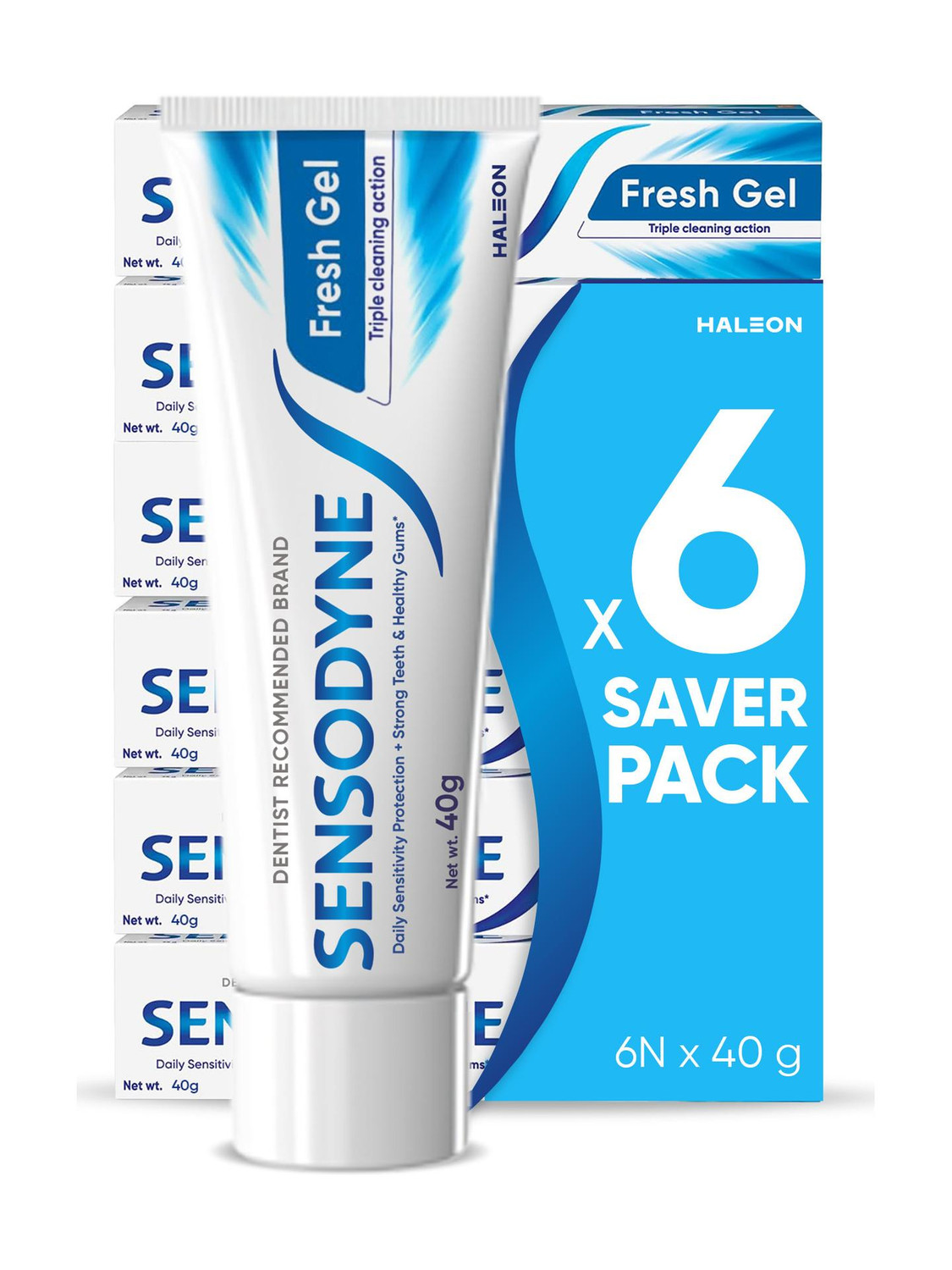 Image of SENSODYNE Fresh Gel Toothpaste Combo Pack;daily sensitivity protection,Pack of 6 (40 gm*6) Toothpaste