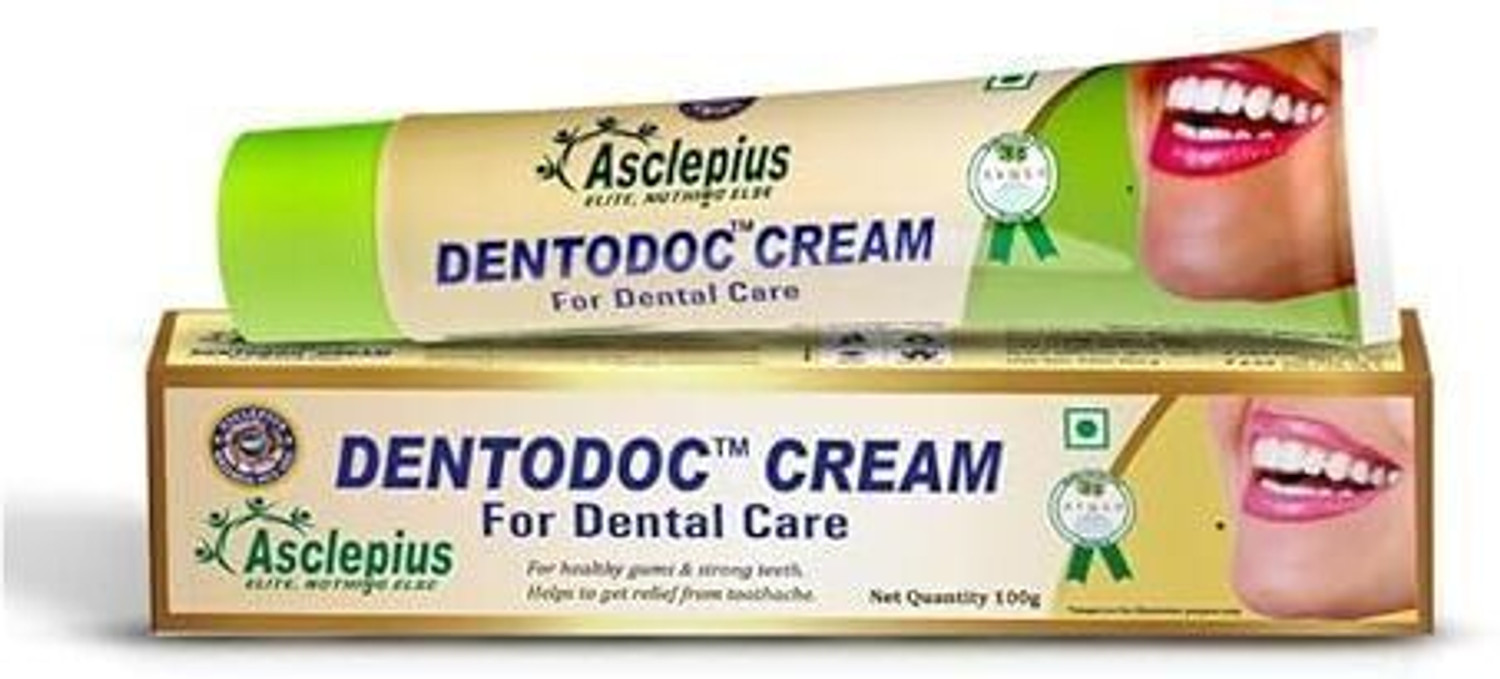 Image of Asclepius wellness DENTODOC DENTAL CREAM Toothpaste (100 g) Toothpaste