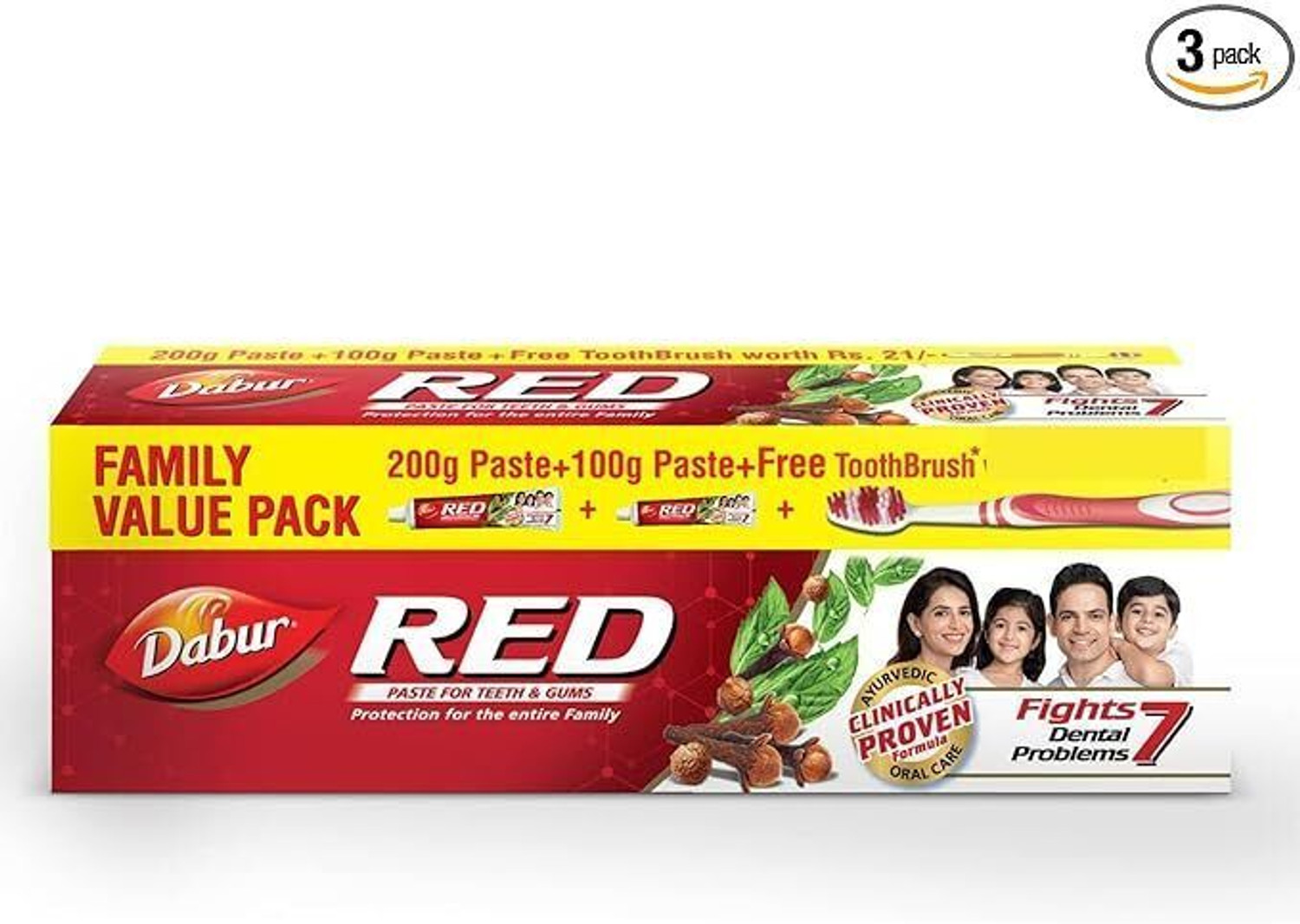 Image of Dabur Red Paste For Teeth & Gums Protection For The Entire family 200g + 100g (300g) Toothpaste