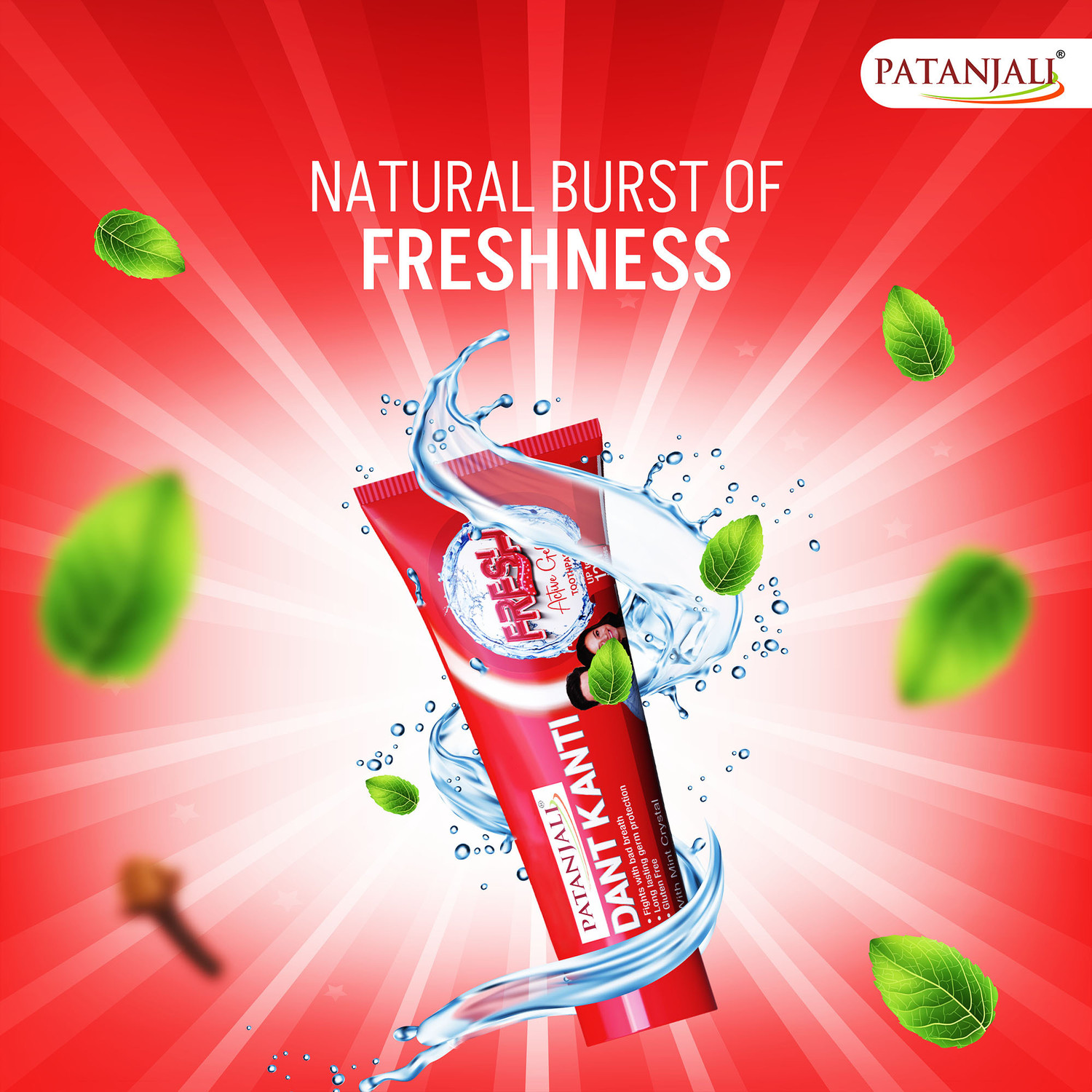 Image of PATANJALI Dant Kanti Fresh Active Gel Toothpaste with Mint Crystal Toothpaste (300 g)