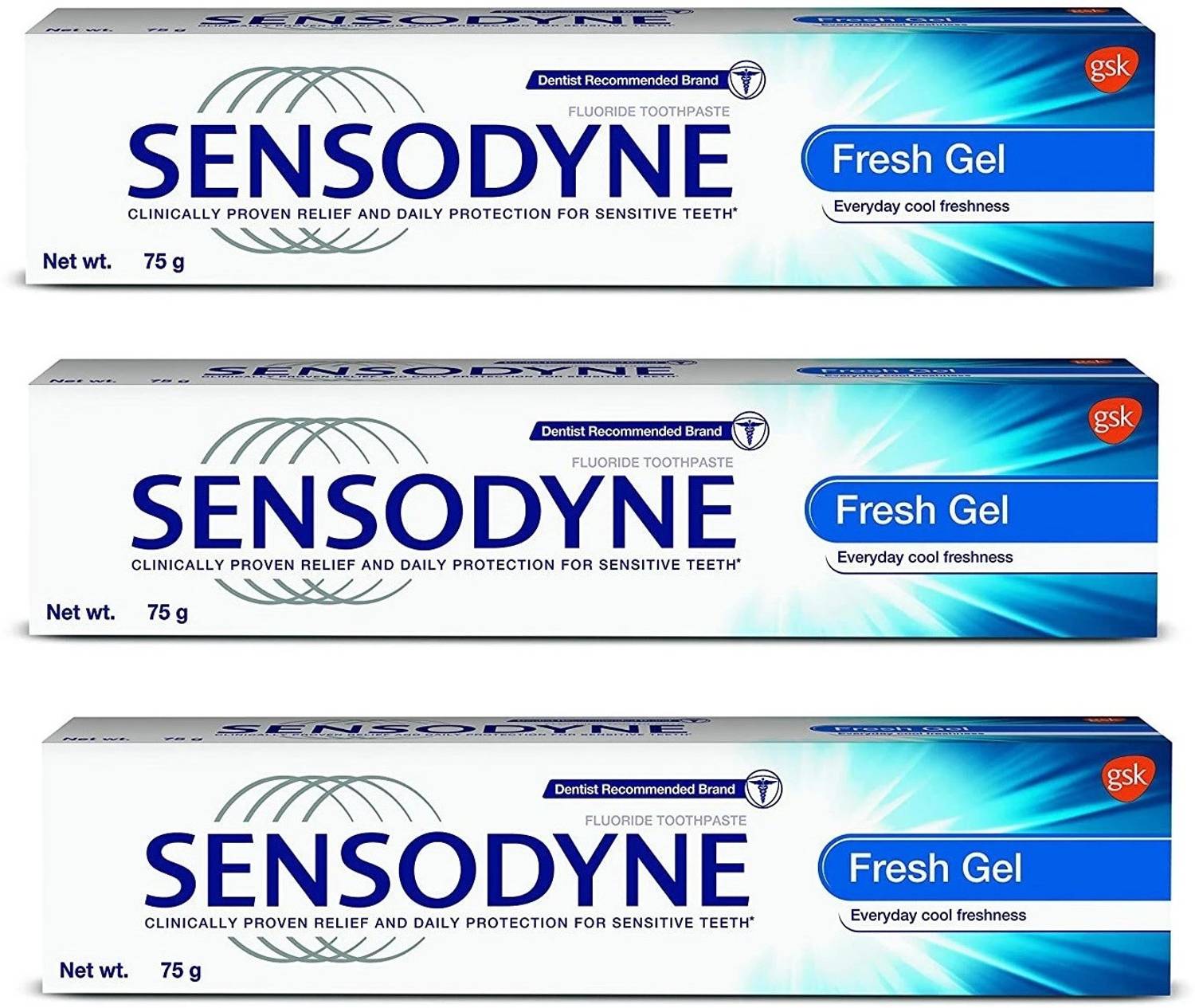 SENSODYNE Fresh Gel 75 g ( 75 x 3 Packs ) Toothpaste