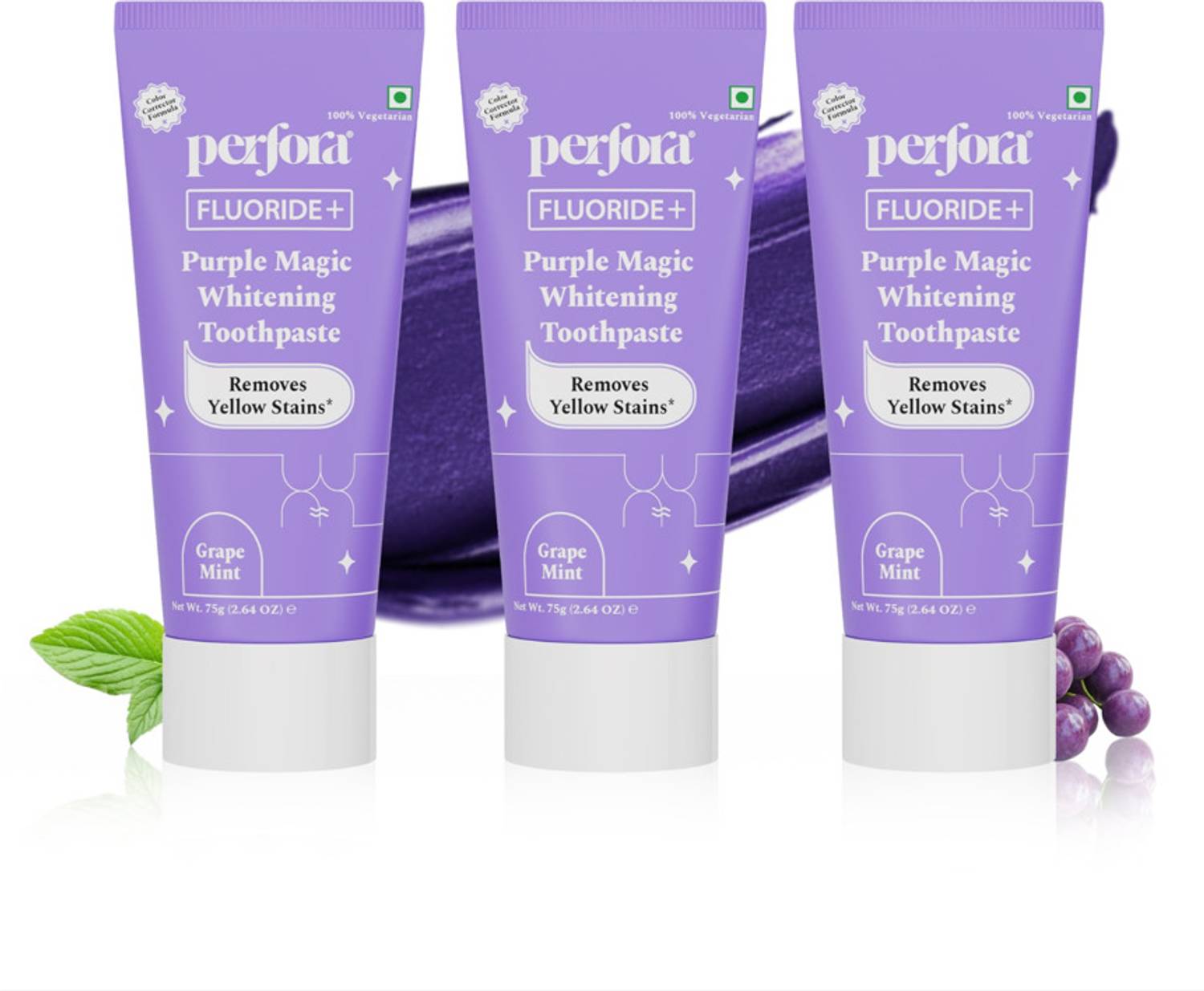 Perfora Purple Whitening Toothpaste 75g x 3 - Image 1