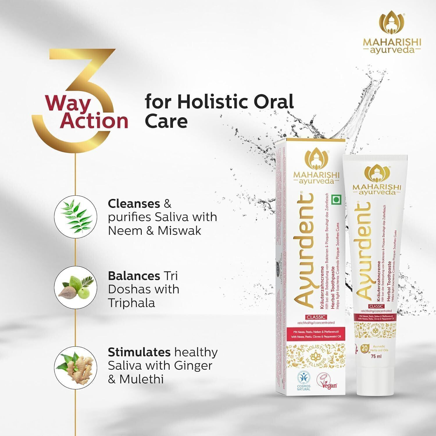 Image of MAHARISHI ayurveda Ayurdent Classic Toothpaste, For Toothache, Bleeding Gums, Sensitivity & Plaque Toothpaste