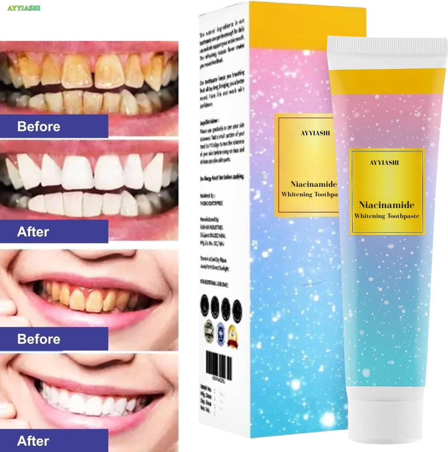 AYYIASHI Bright White Toothpaste Niacinamide Shine Booster For Daily Freshness Toothpaste