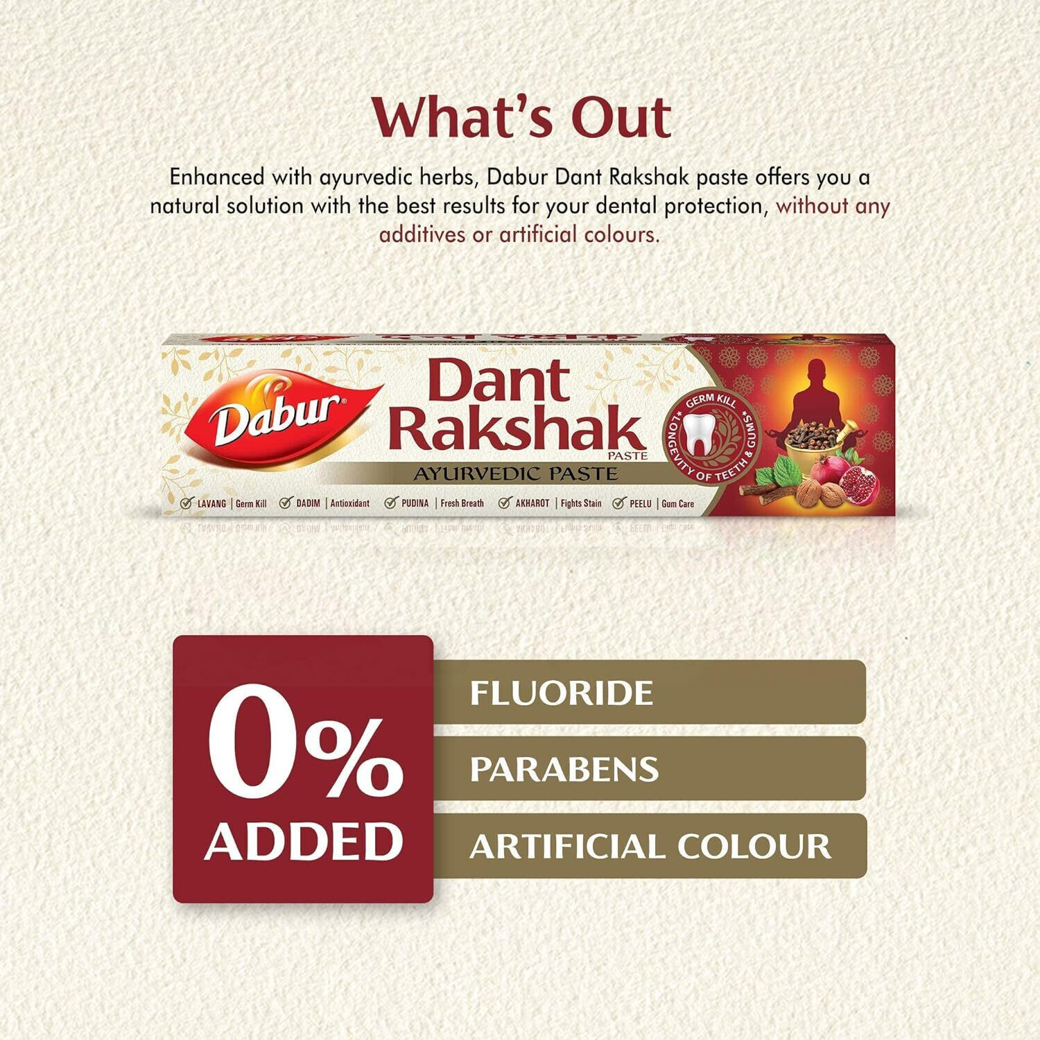 Image of Dabur Dant Rakshak Ayurvedic Paste | Flouride Free | For Complete Family Toothpaste