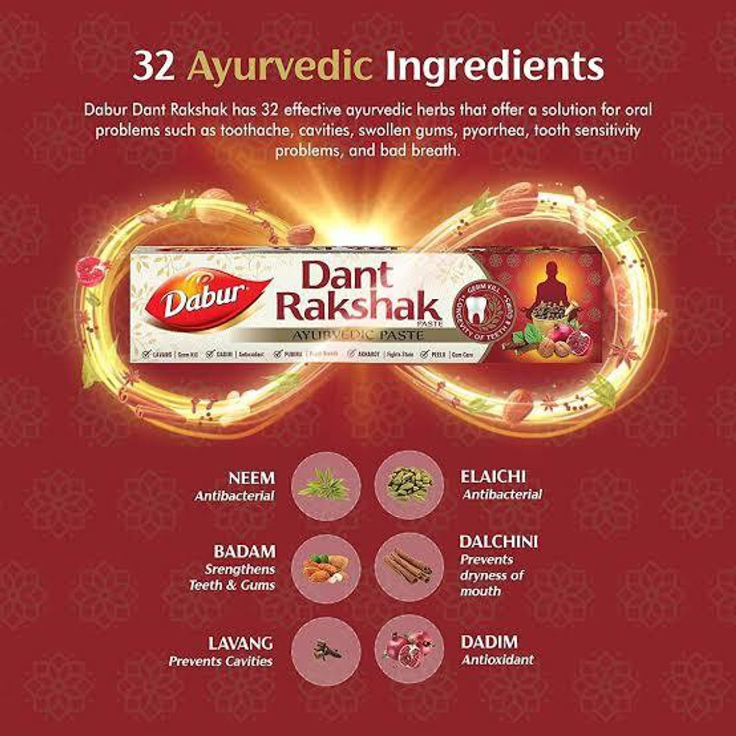 Image of Dabur Dant Rakshak Ayurvedic Paste Toothpaste ## Pack Of (175G) Toothpaste