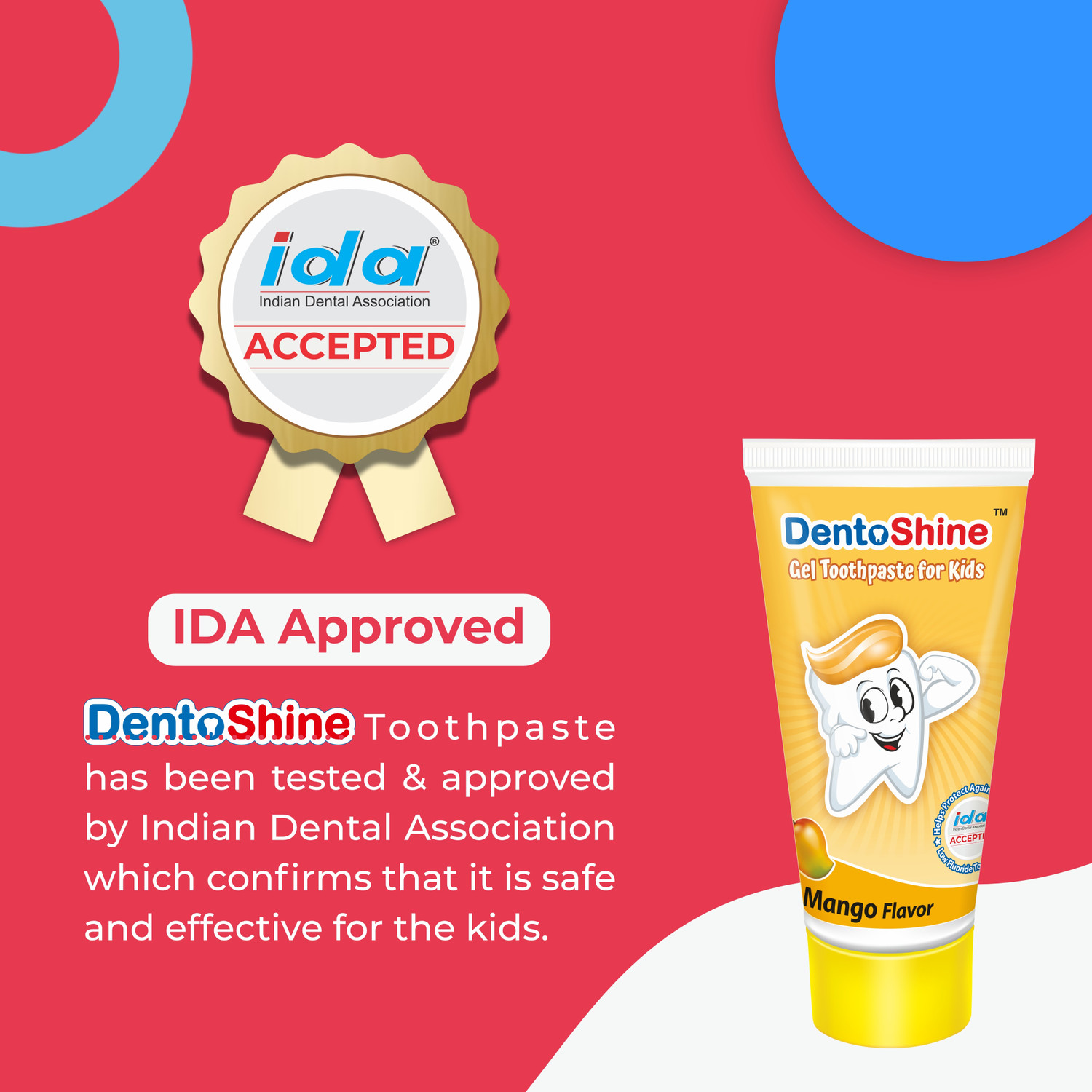 Image of Dentoshine Gel Toothpaste with Toothbrush - Mango | IDA Accepted | Ages 2+ Toothpaste